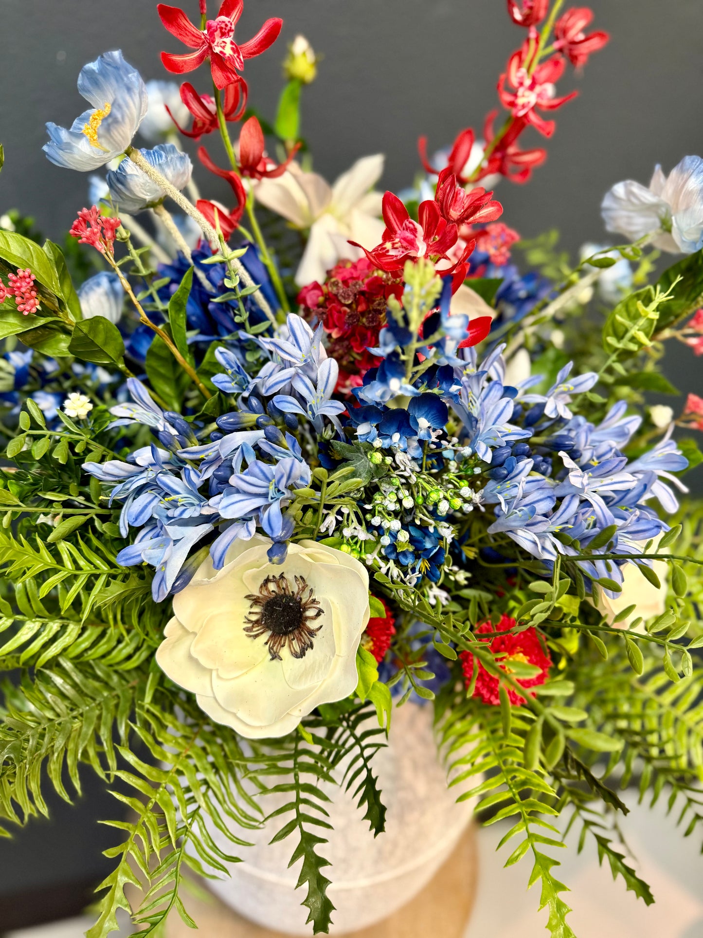 Patriotic Real Touch Blue Agapanthus Arrangement