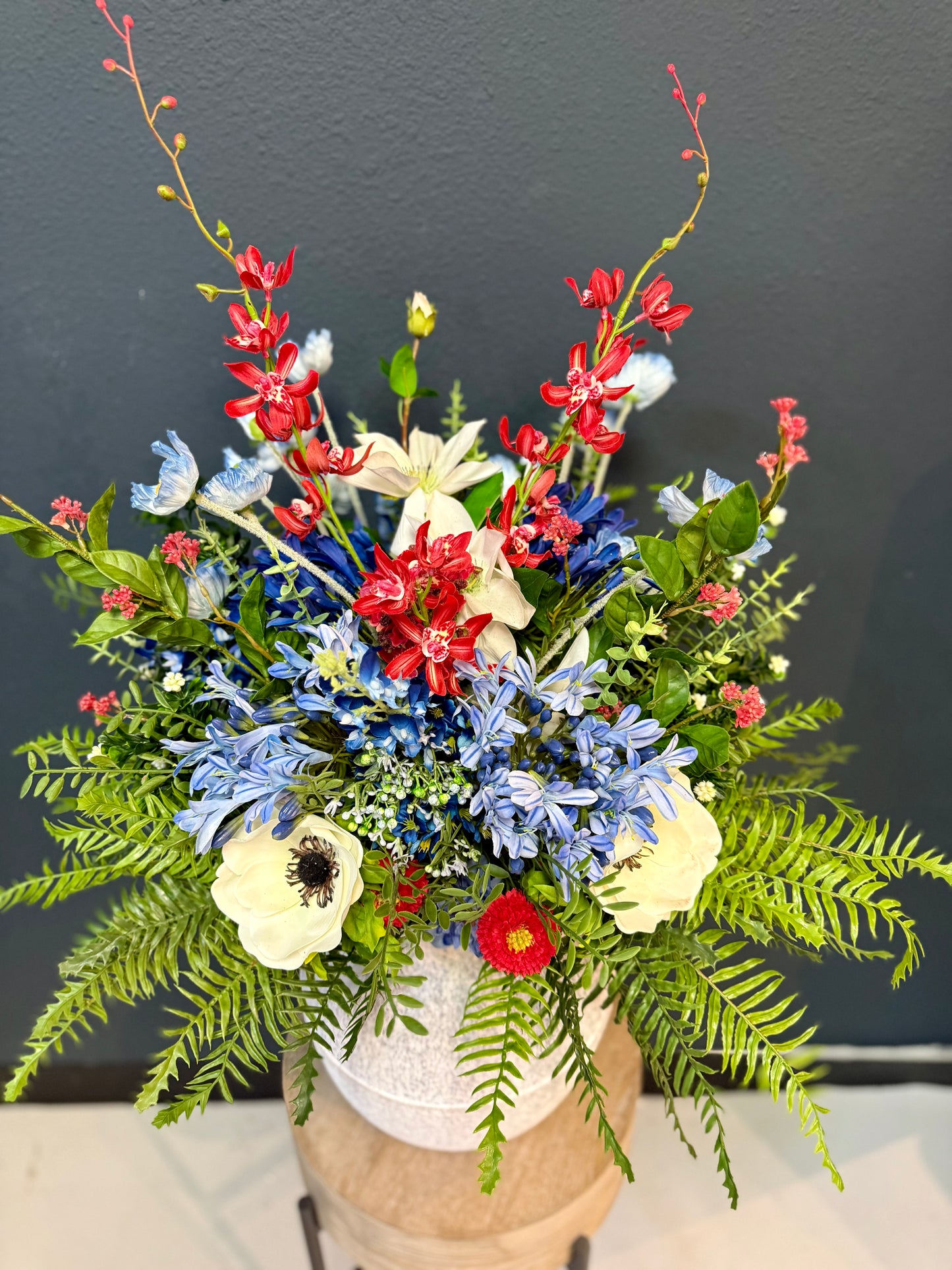 Patriotic Real Touch Blue Agapanthus Arrangement