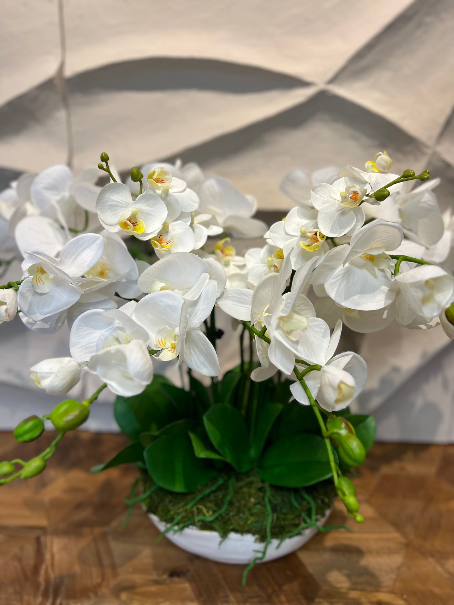 White Real Touch Orchid Arrangement