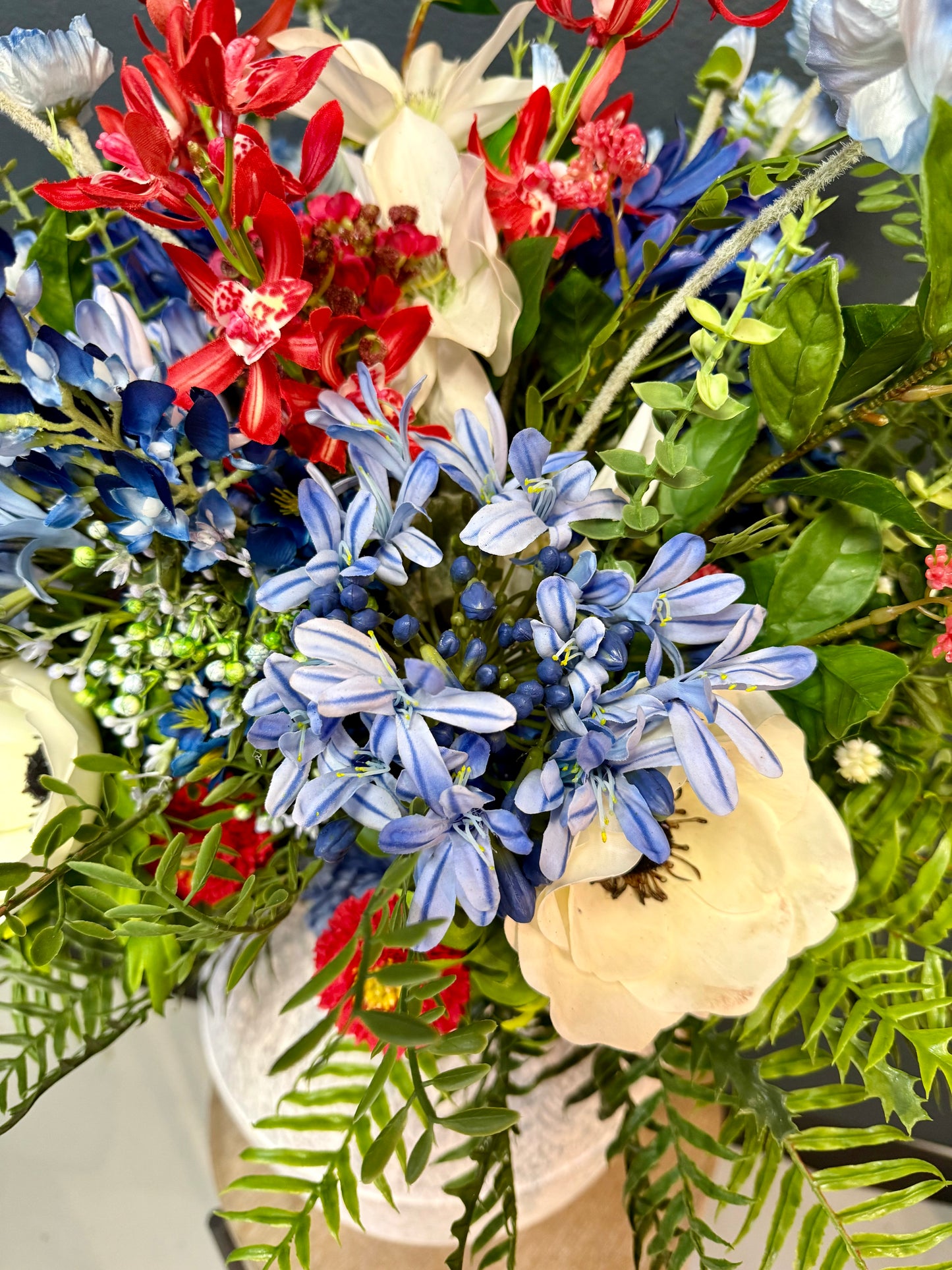 Patriotic Real Touch Blue Agapanthus Arrangement