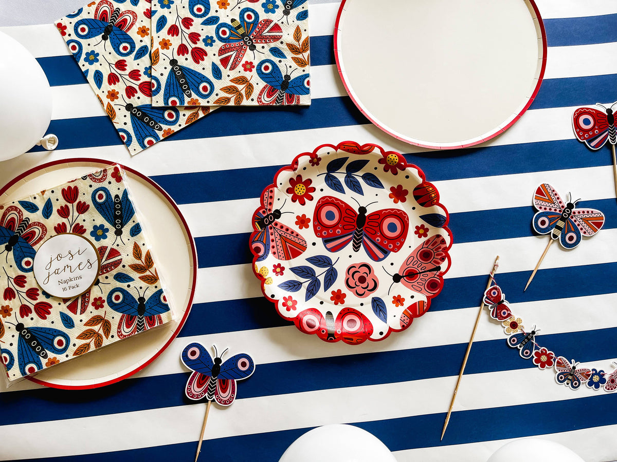 7" Flutter Butterfly Scalloped Paper Plates - 8 Per Pack
