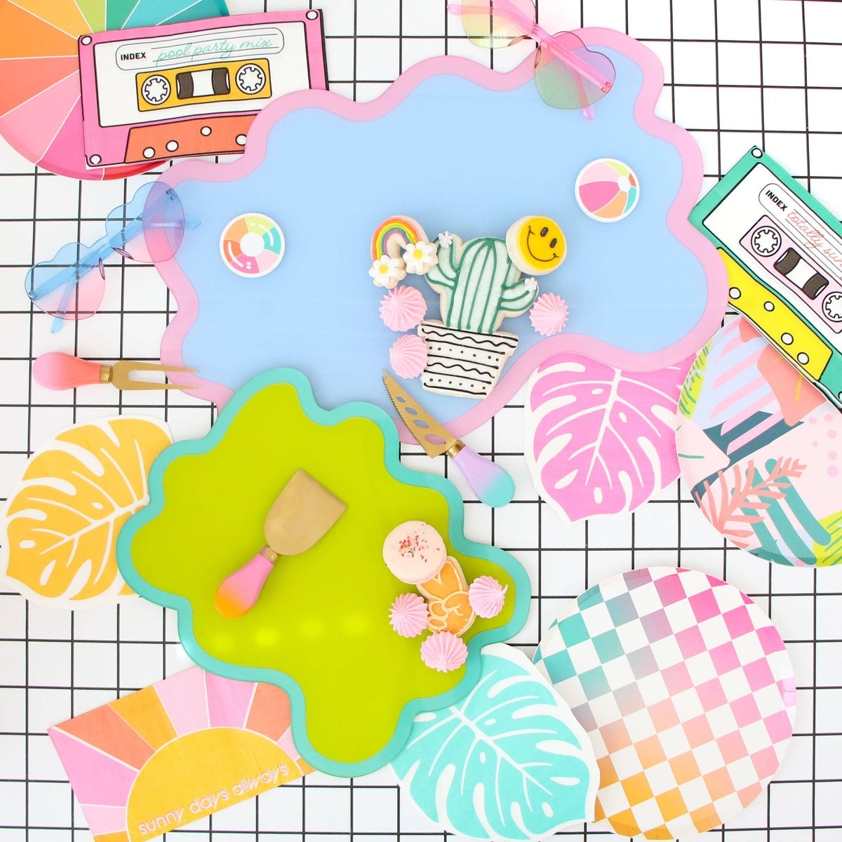 Periwinkle and Pink Wavy Acrylic Tray - Small