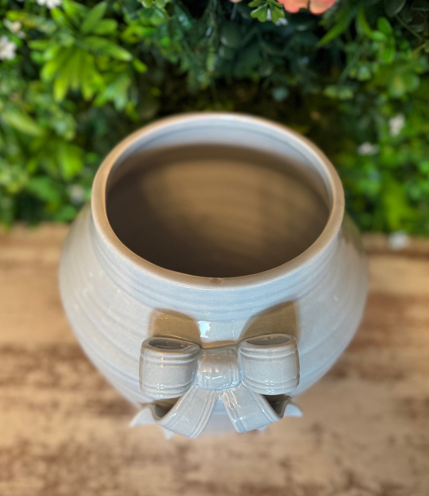 Light Blue Bow Tie Ceramic Pot