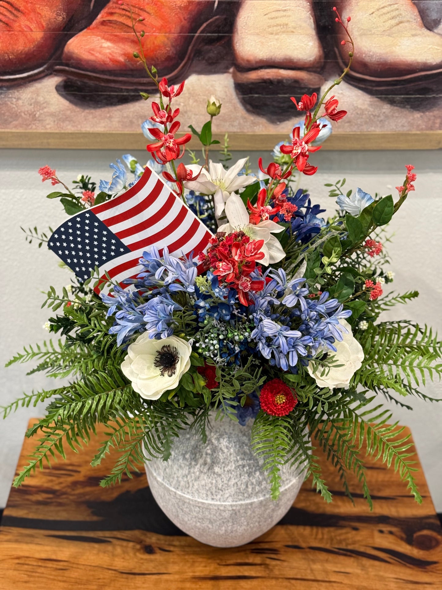 Patriotic Real Touch Blue Agapanthus Arrangement