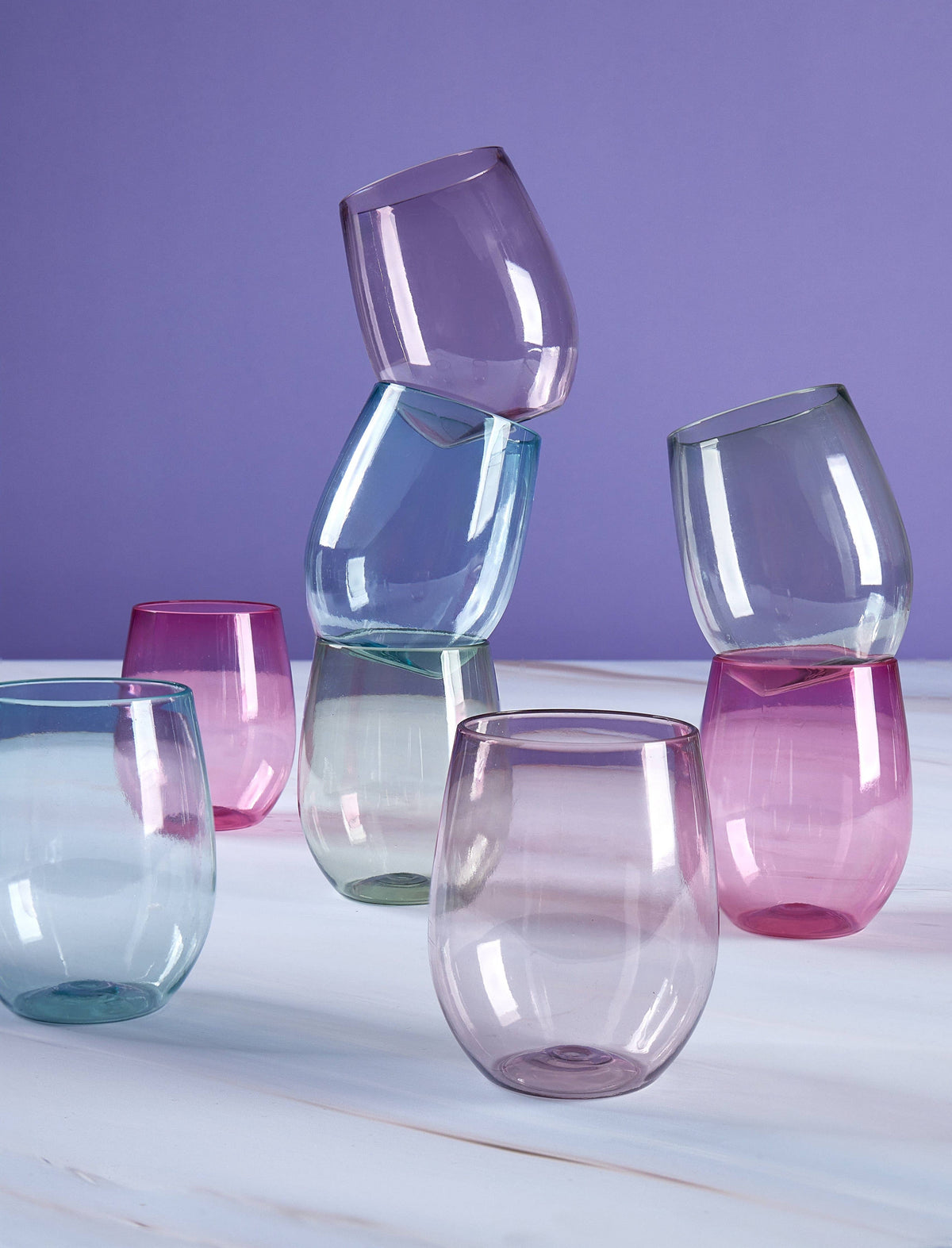 Upscale ROUND Assorted Plastic Wine Goblets - 8 Cups Per Pack