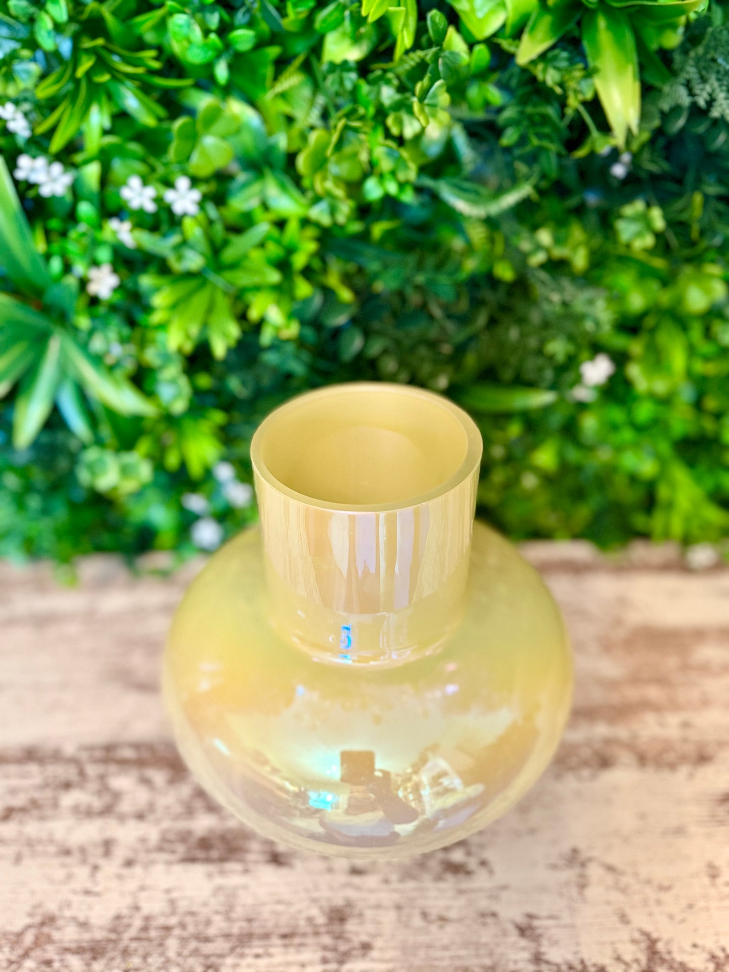 Yellow Iridescent Glass Vase