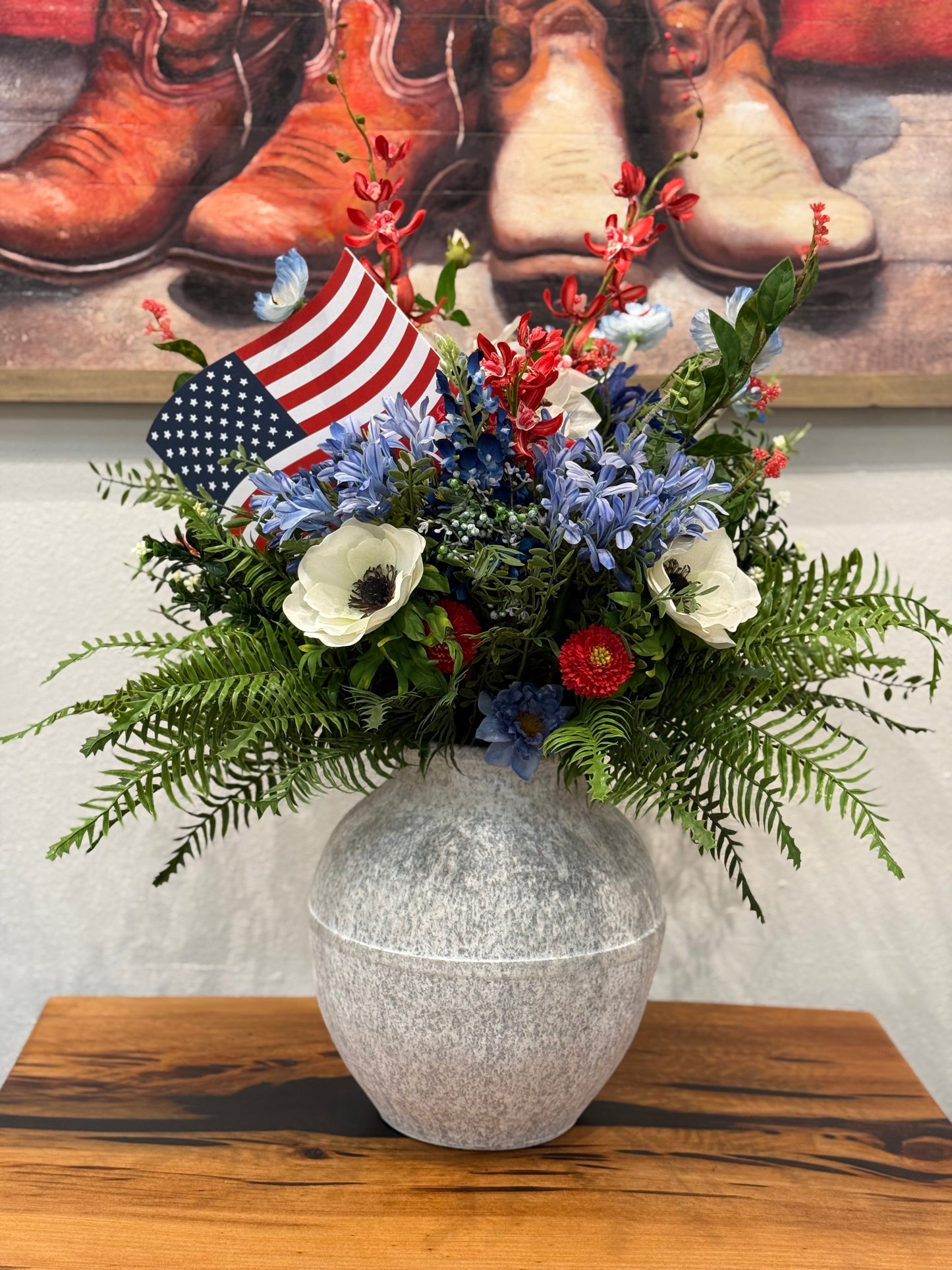 Patriotic Real Touch Blue Agapanthus Arrangement
