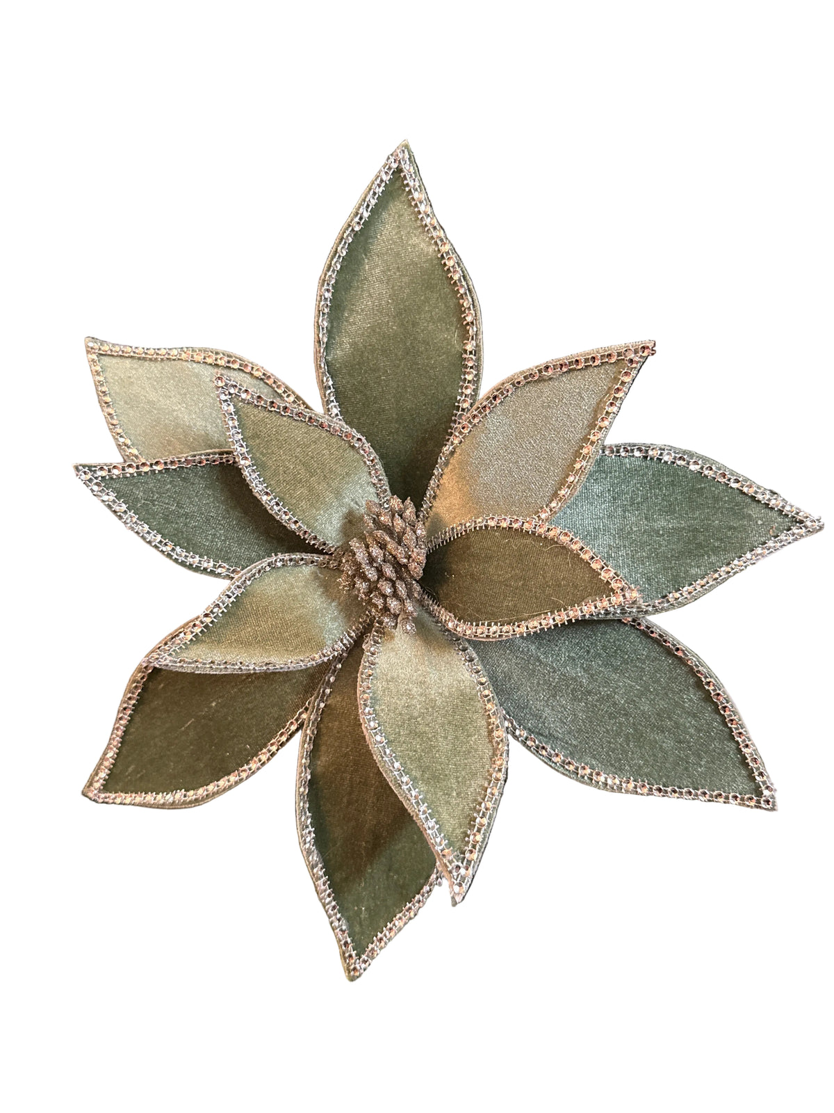 25” Mint Green Velvet Poinsettia With Sequined Trim