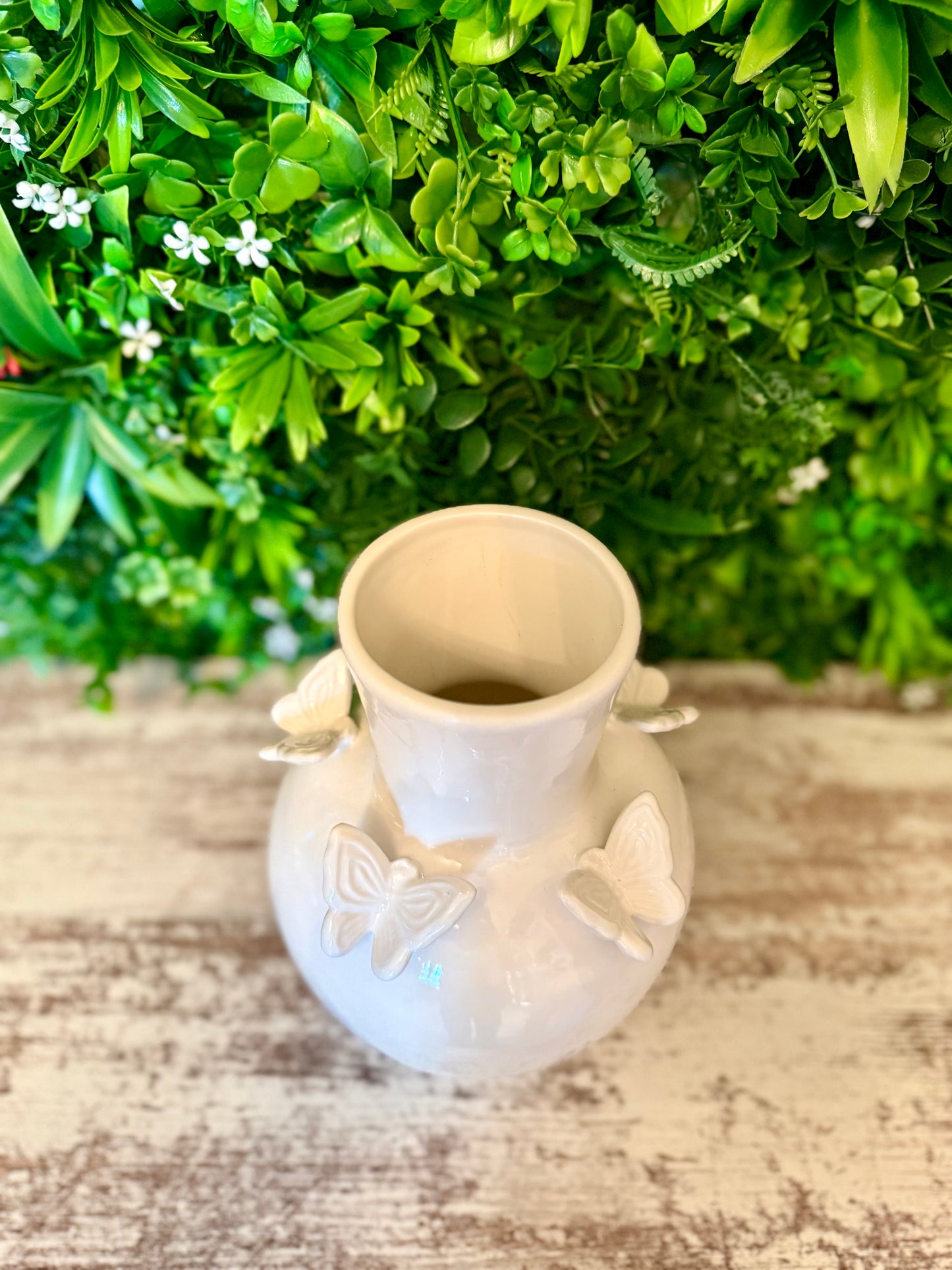 White Ceramic Butterfly Vase
