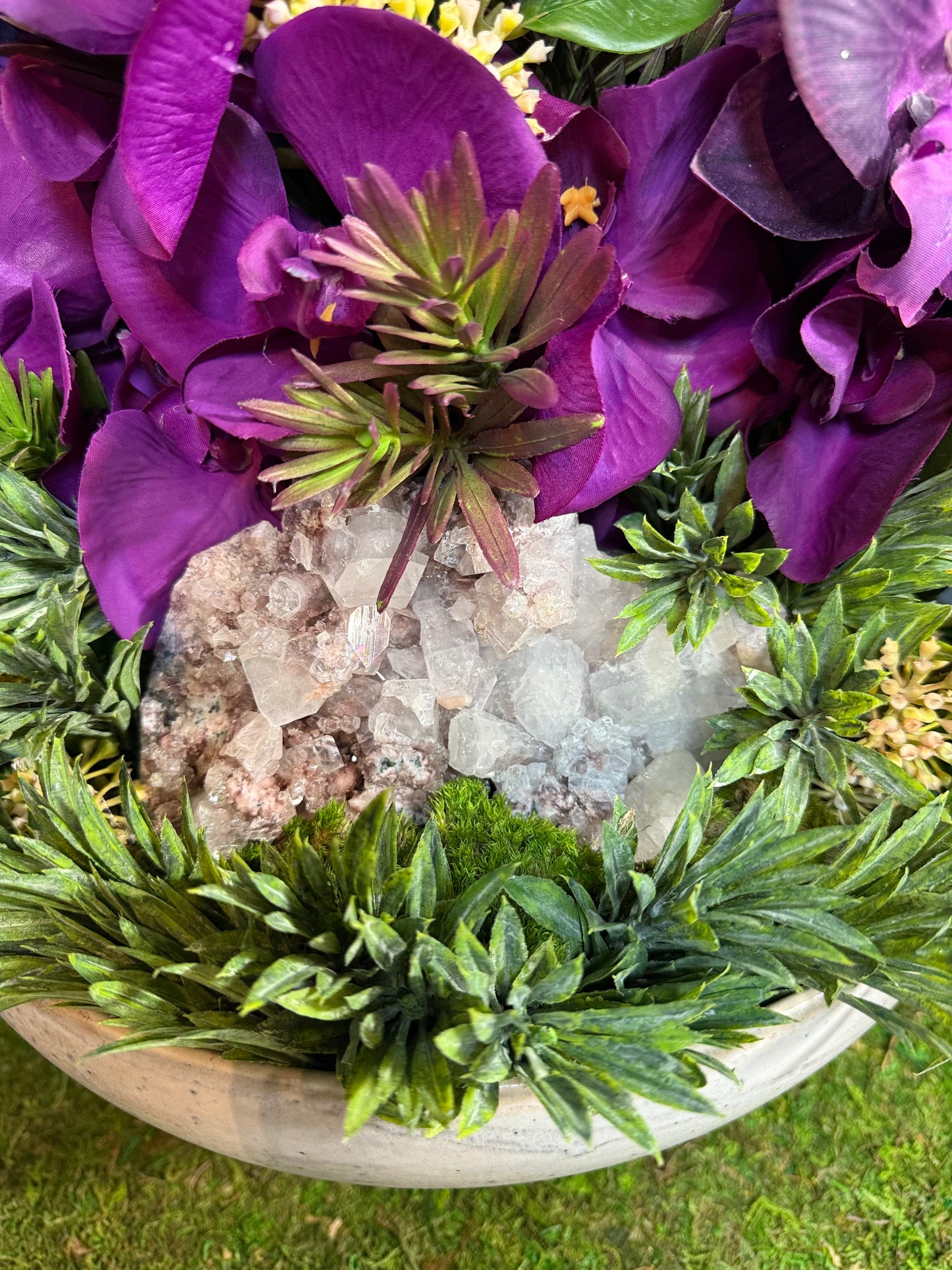 Real Touch Purple Orchids in an Elevated Bowl
