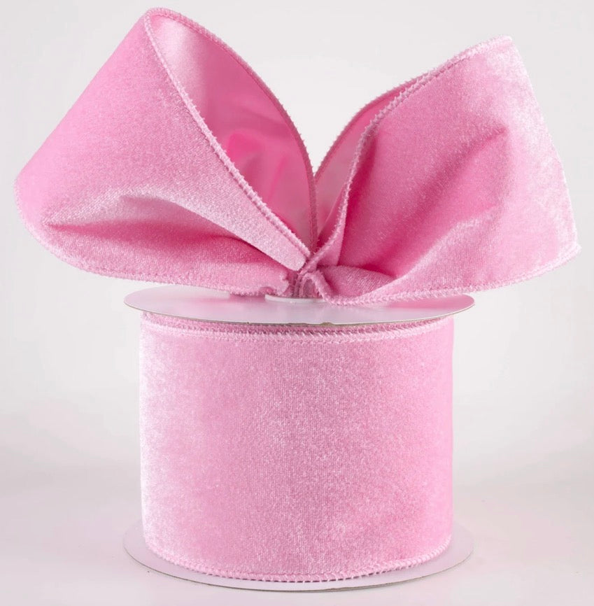 4" Light Pink Deluxe Velvet Satin Backing Ribbon(10 Yards)