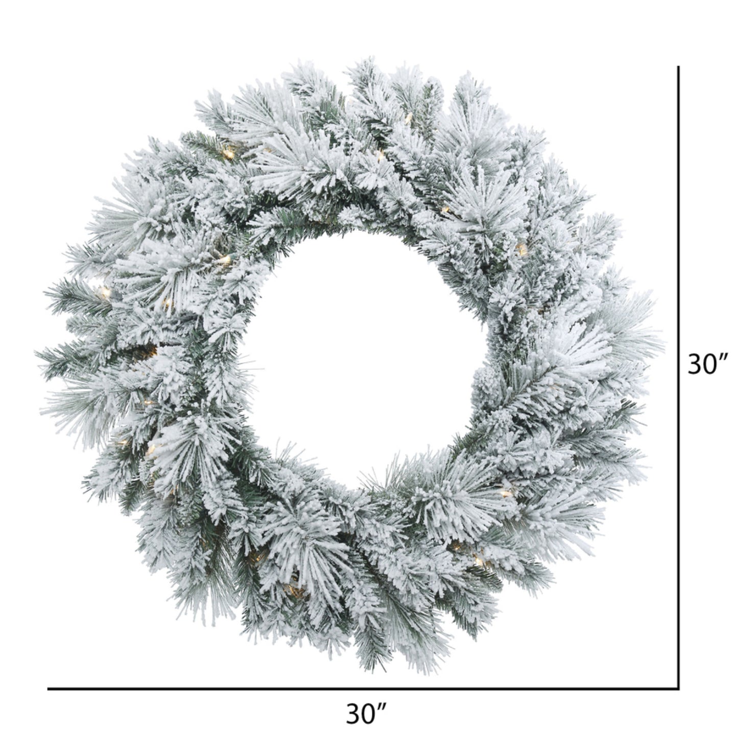 Flocked Castle Pine Christmas Wreath, Warm White Dura-lit LED Mini Lights