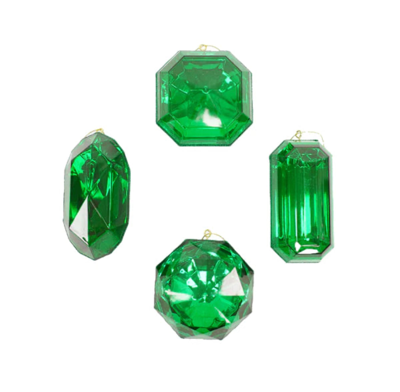 4-5” Green Acrylic Precious Gem Ornaments