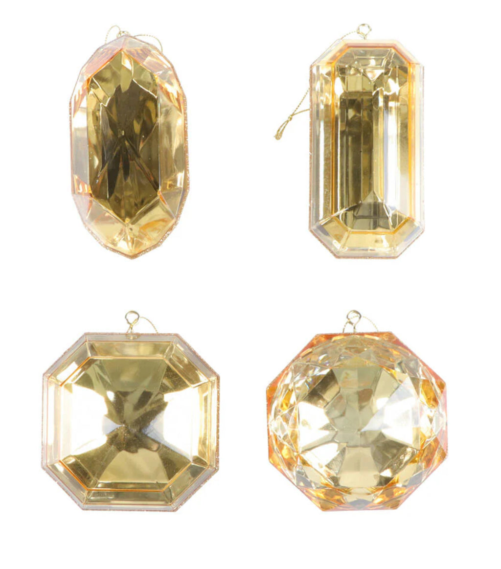 4-5” Gold Acrylic Precious Gem Ornaments