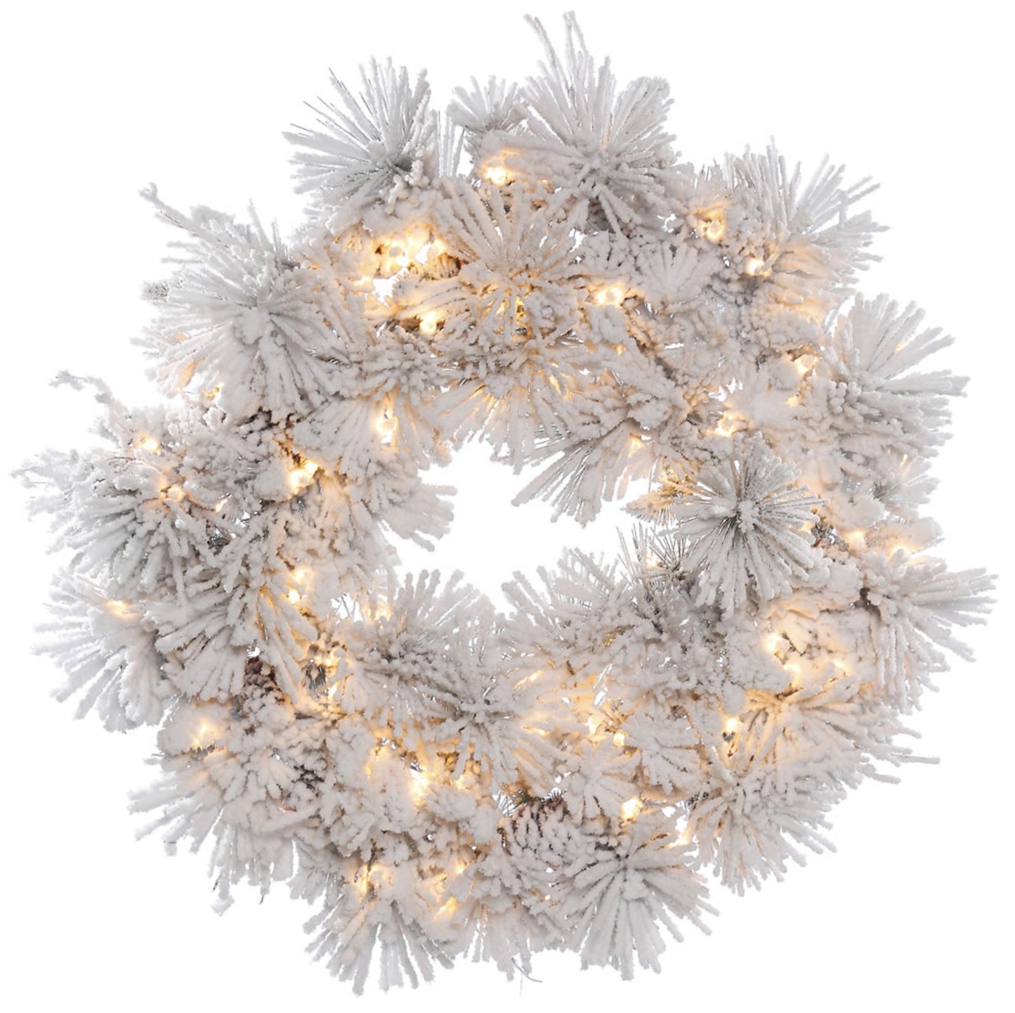 Flocked Alberta Artificial Christmas Wreath, Clear Dura-lit Incandescent Lights