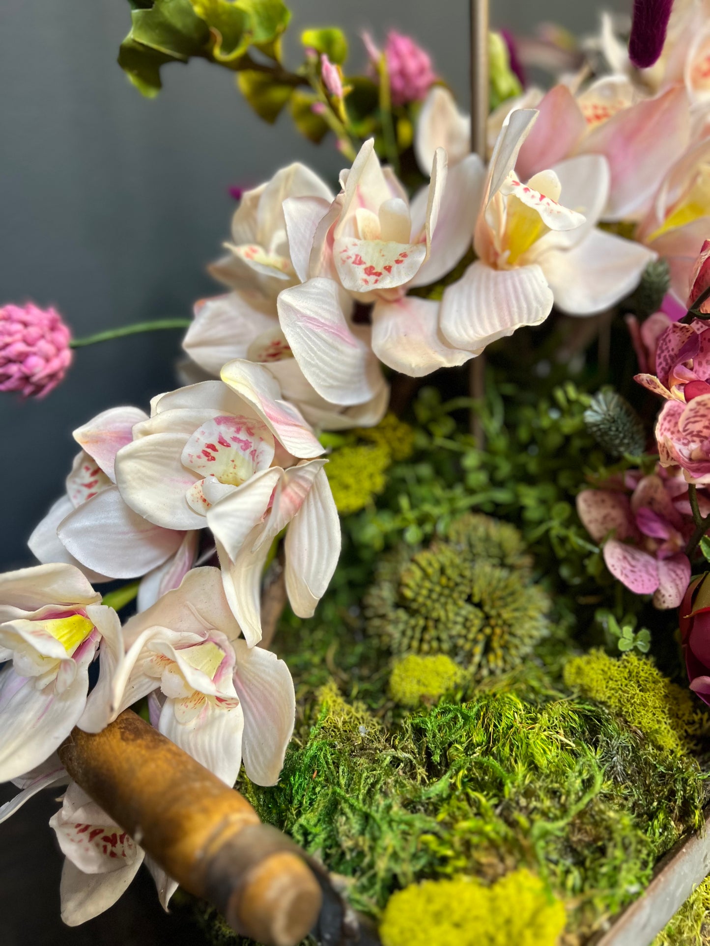 Custom Metal Rectangular Real Touch Peony Arrangement
