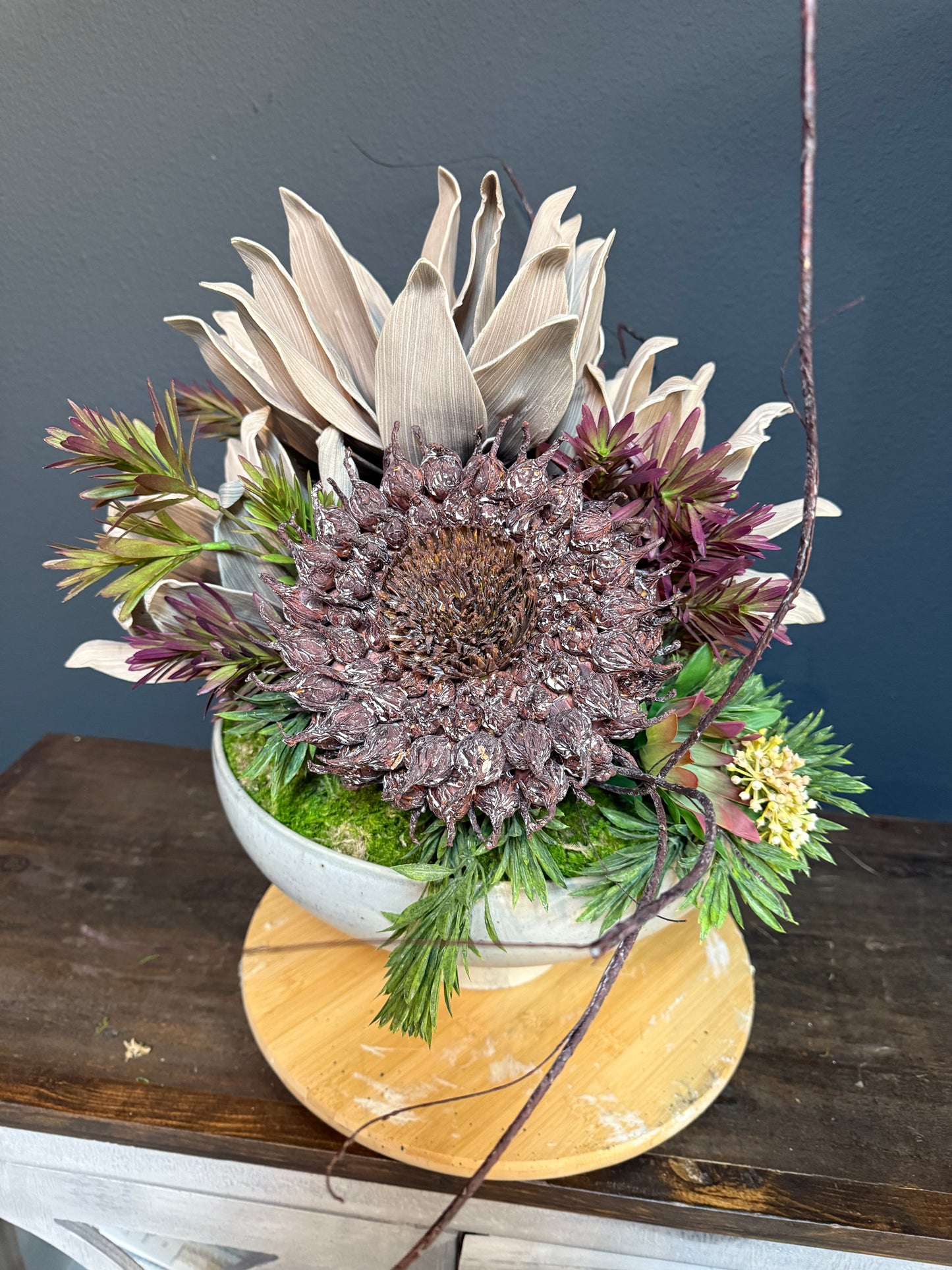 Geode and Brown Sunflower Bowl Centerpiece