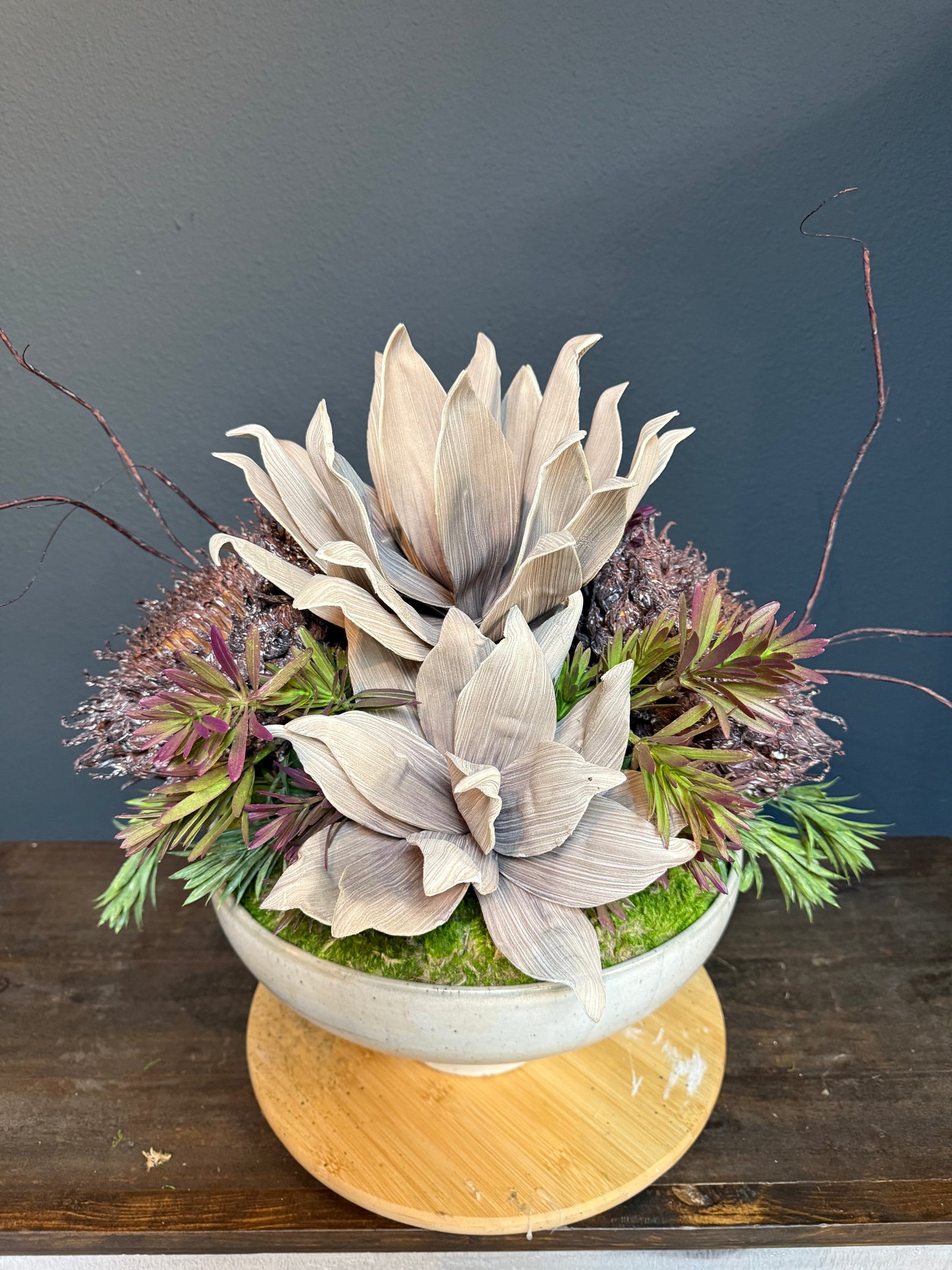 Geode and Brown Sunflower Bowl Centerpiece