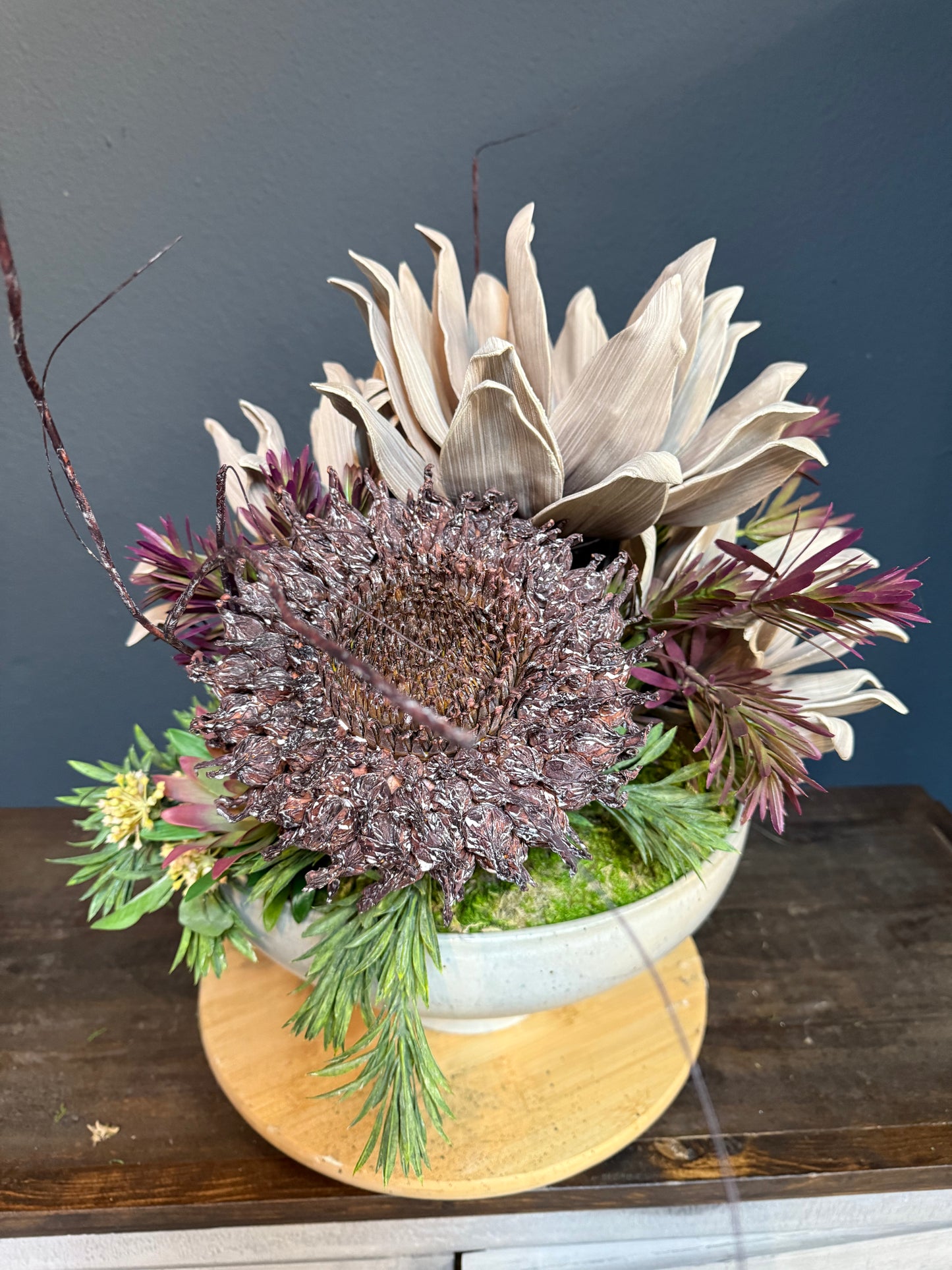 Geode and Brown Sunflower Bowl Centerpiece