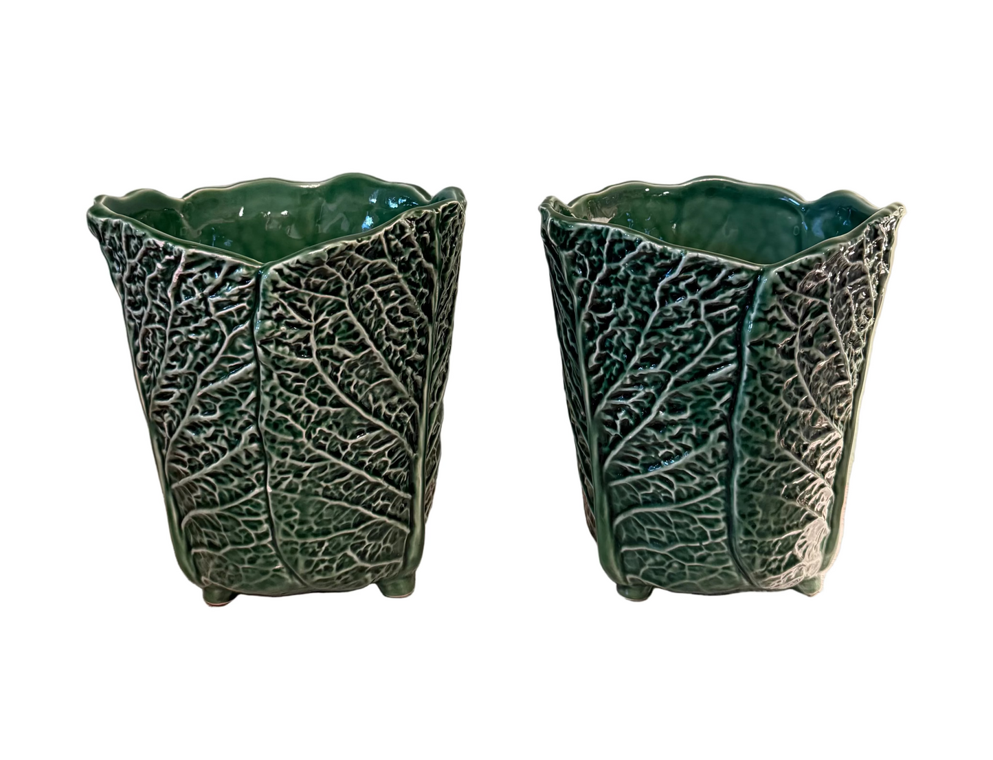 Green Cabbage Footed Vase