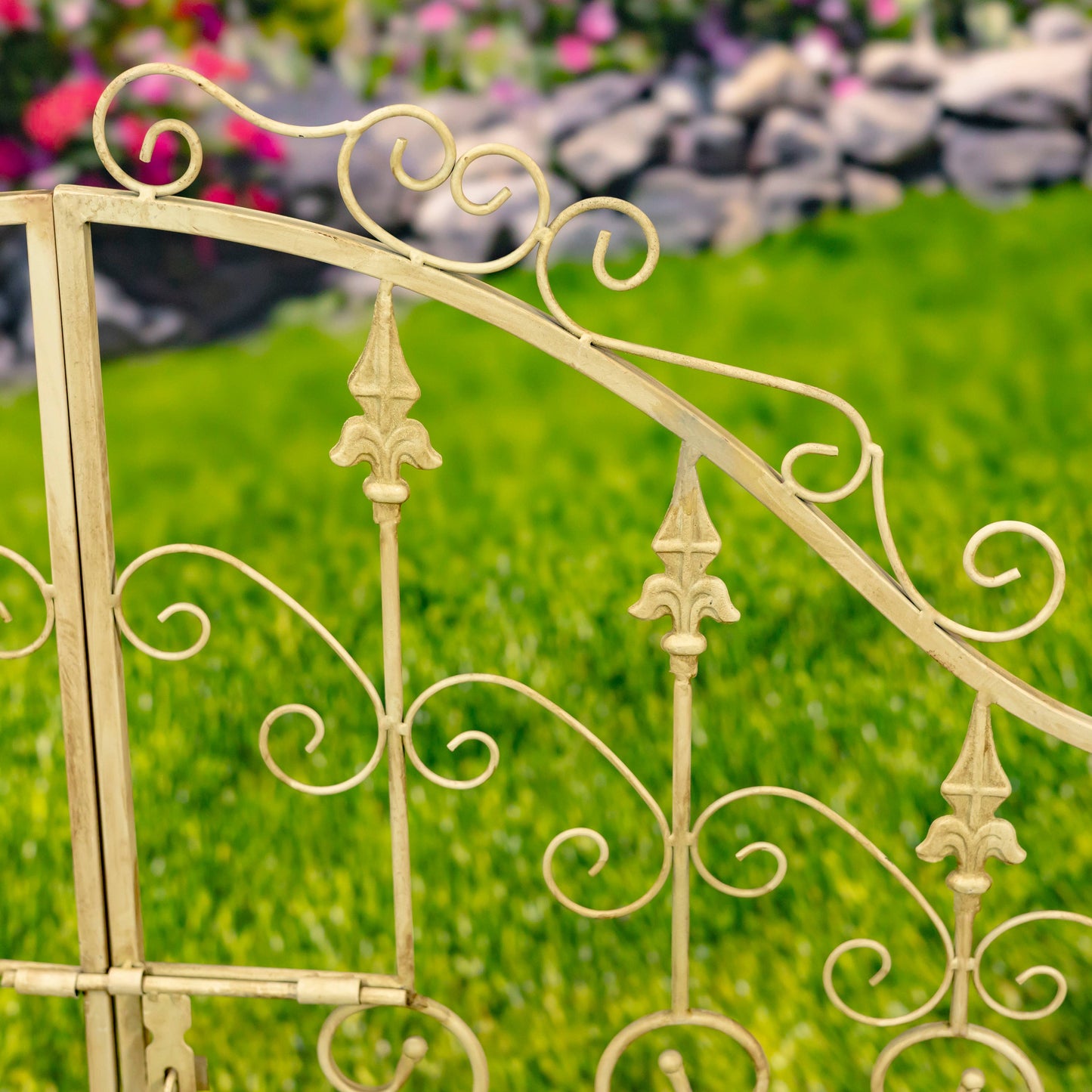 Tall Garden Gate Archway with 2 Side Plant Stands