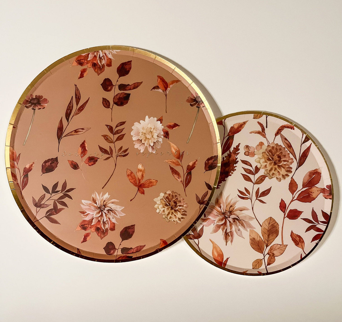 9" Fall Leaves Paper Plates With Gold Trim - 8 Per Pack