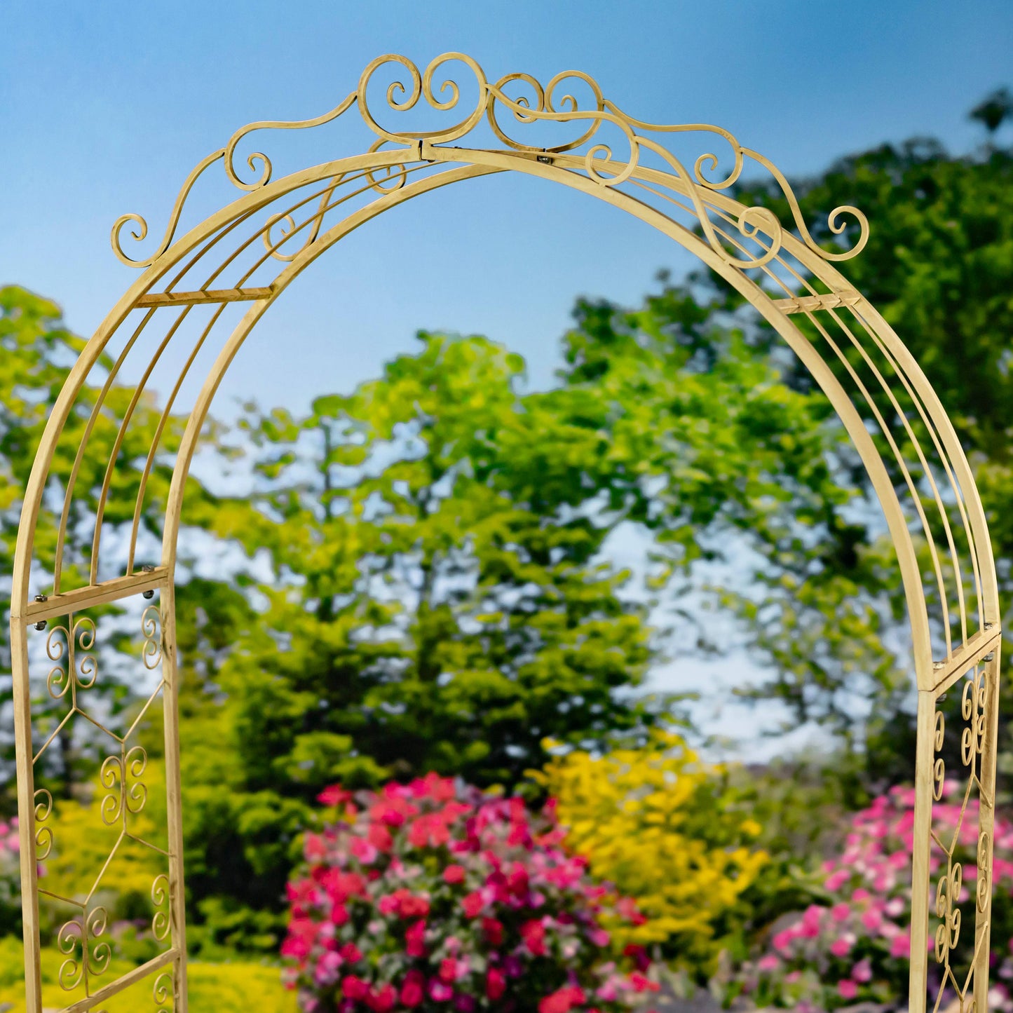 Tall Garden Gate Archway with 2 Side Plant Stands