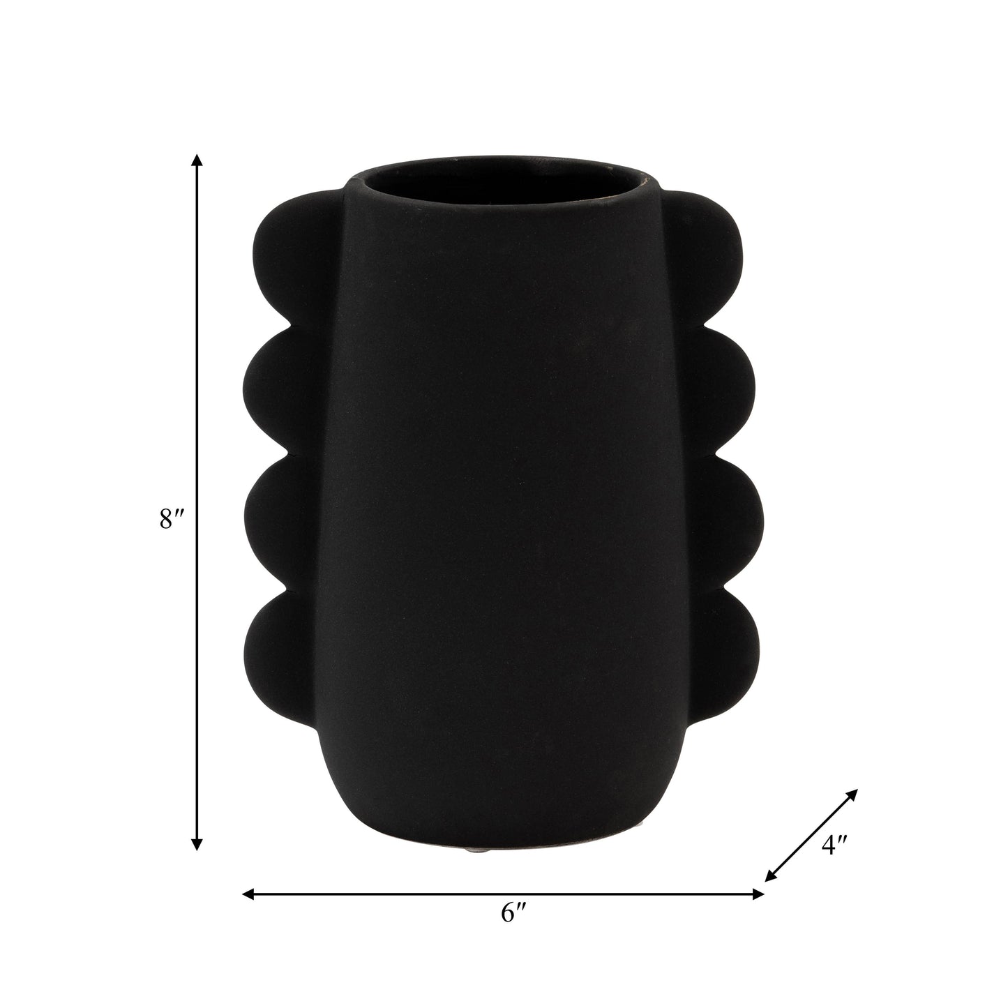 8 in. Black Stoneware Contemporary Unique Eared Vase