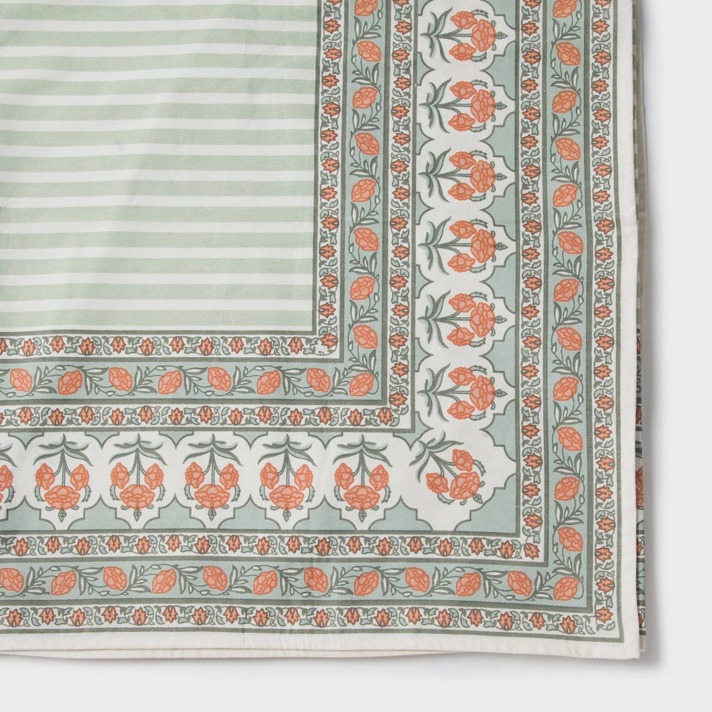 Floral Handprinted Cotton Tablecloth - Rectangular 56" x 88"