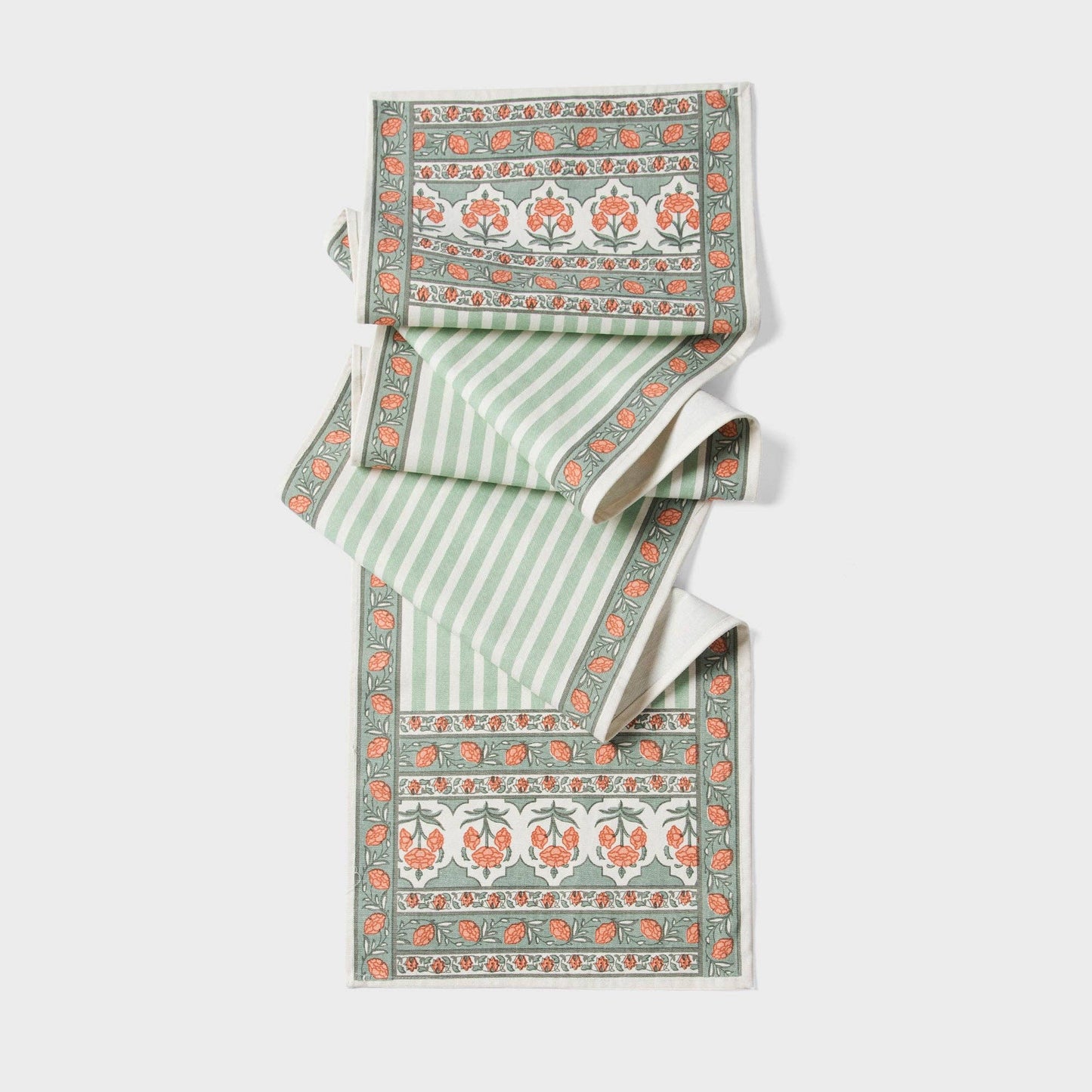 Floral Handprinted Cotton Table Runner - 6 Seater