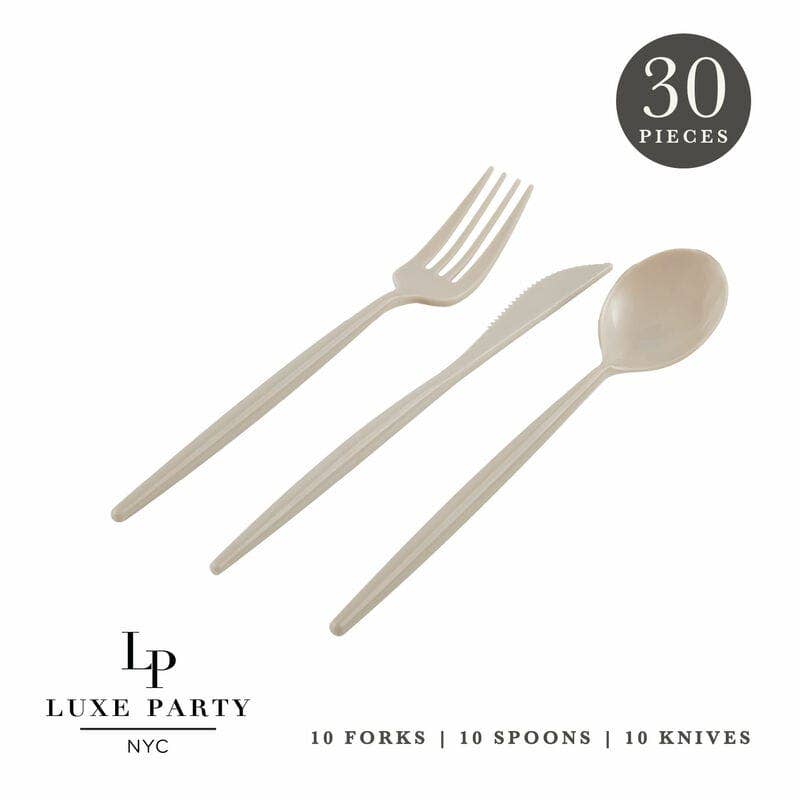 Matrix Linen Plastic Cutlery Set - 30 Pieces