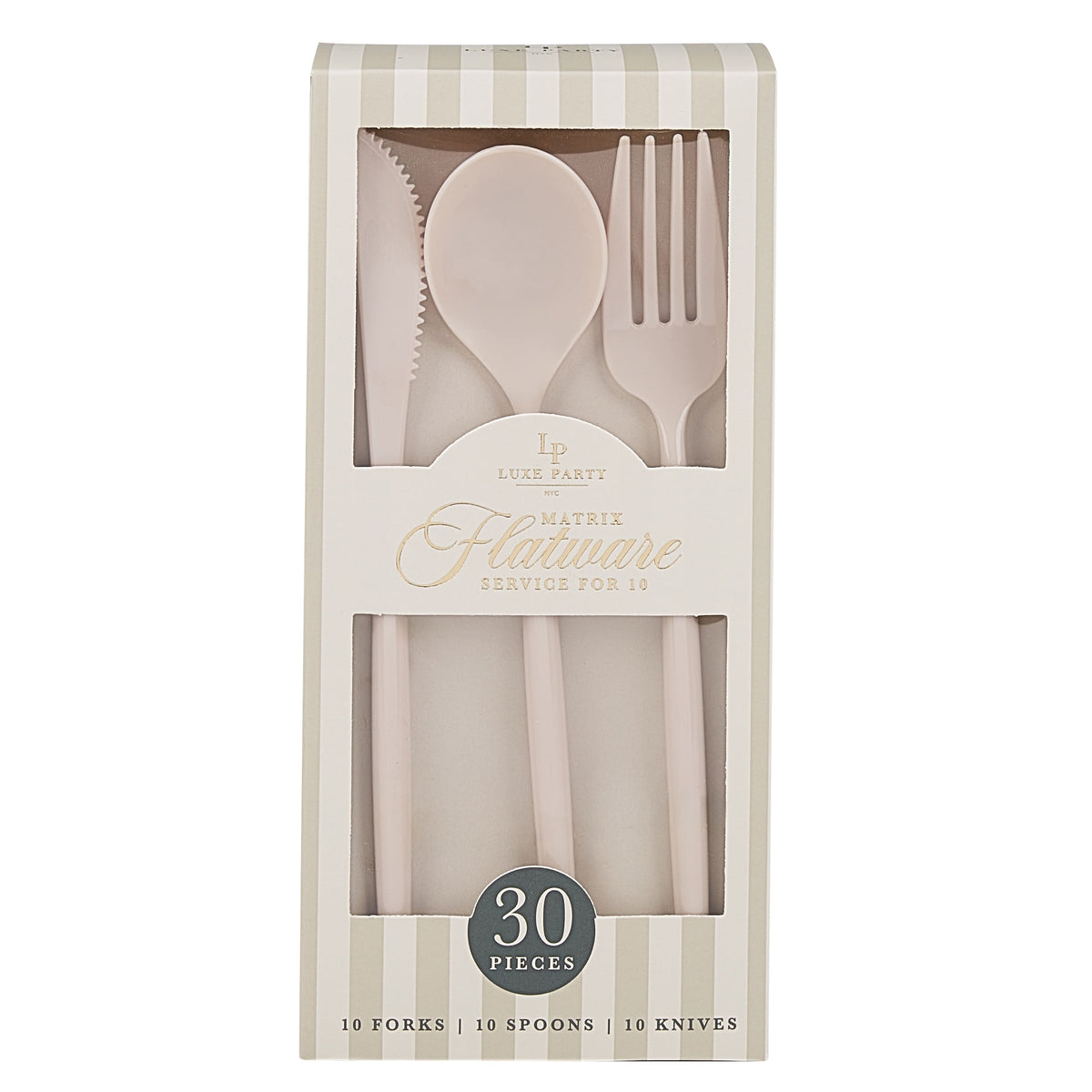 Matrix Linen Plastic Cutlery Set - 30 Pieces
