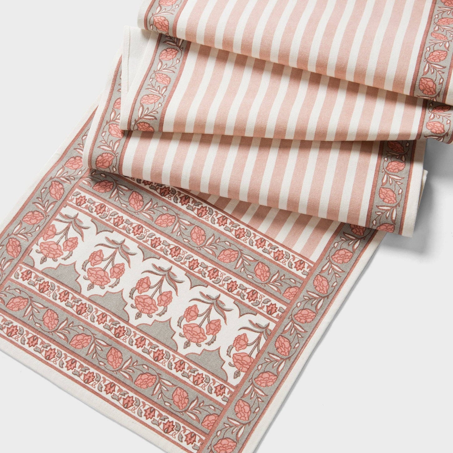Floral Handprinted Cotton Table Runner - 6 Seater
