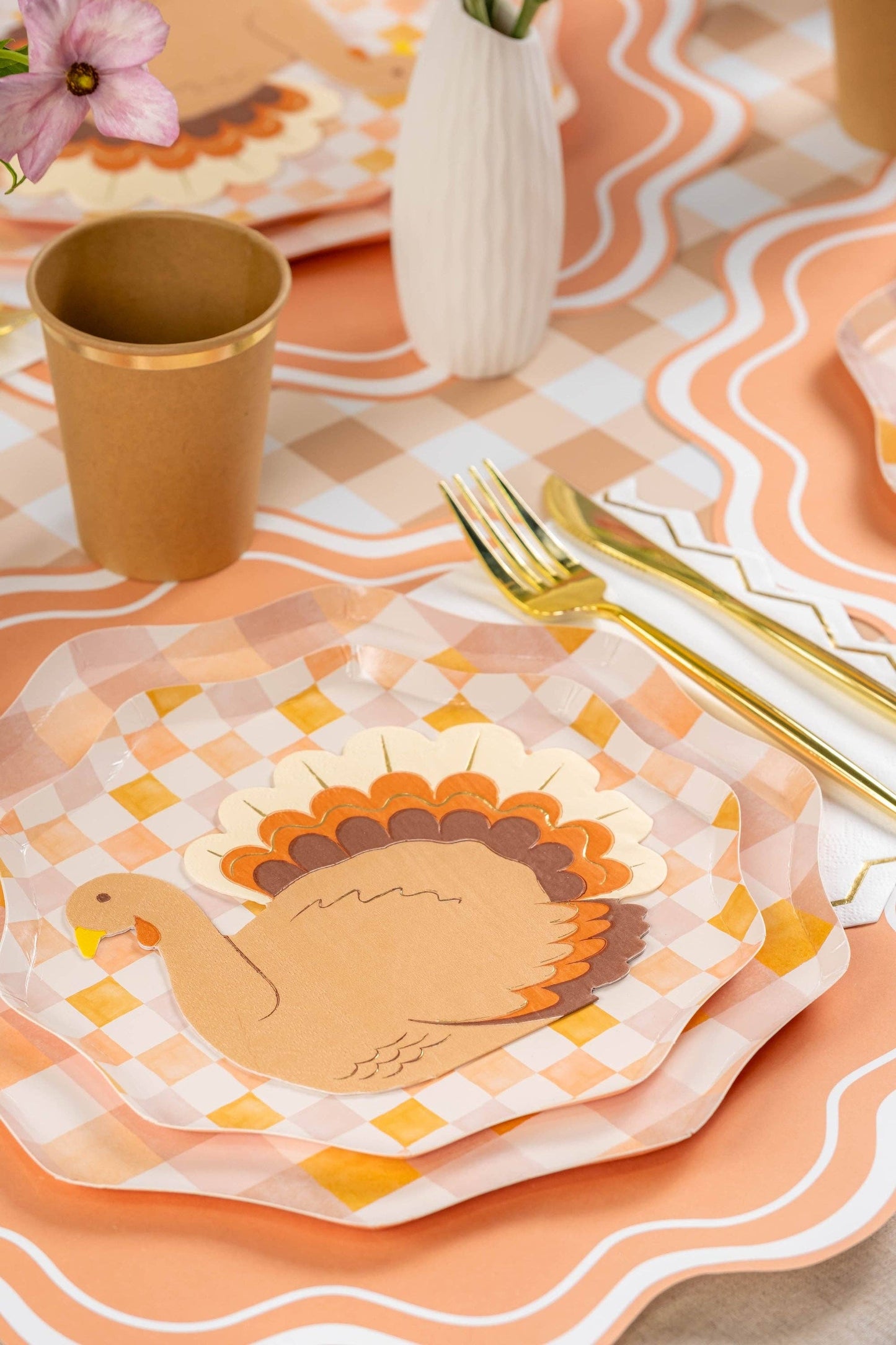 10.5" Harmony Plaid Dinner Paper Plates - 8 Per Pack