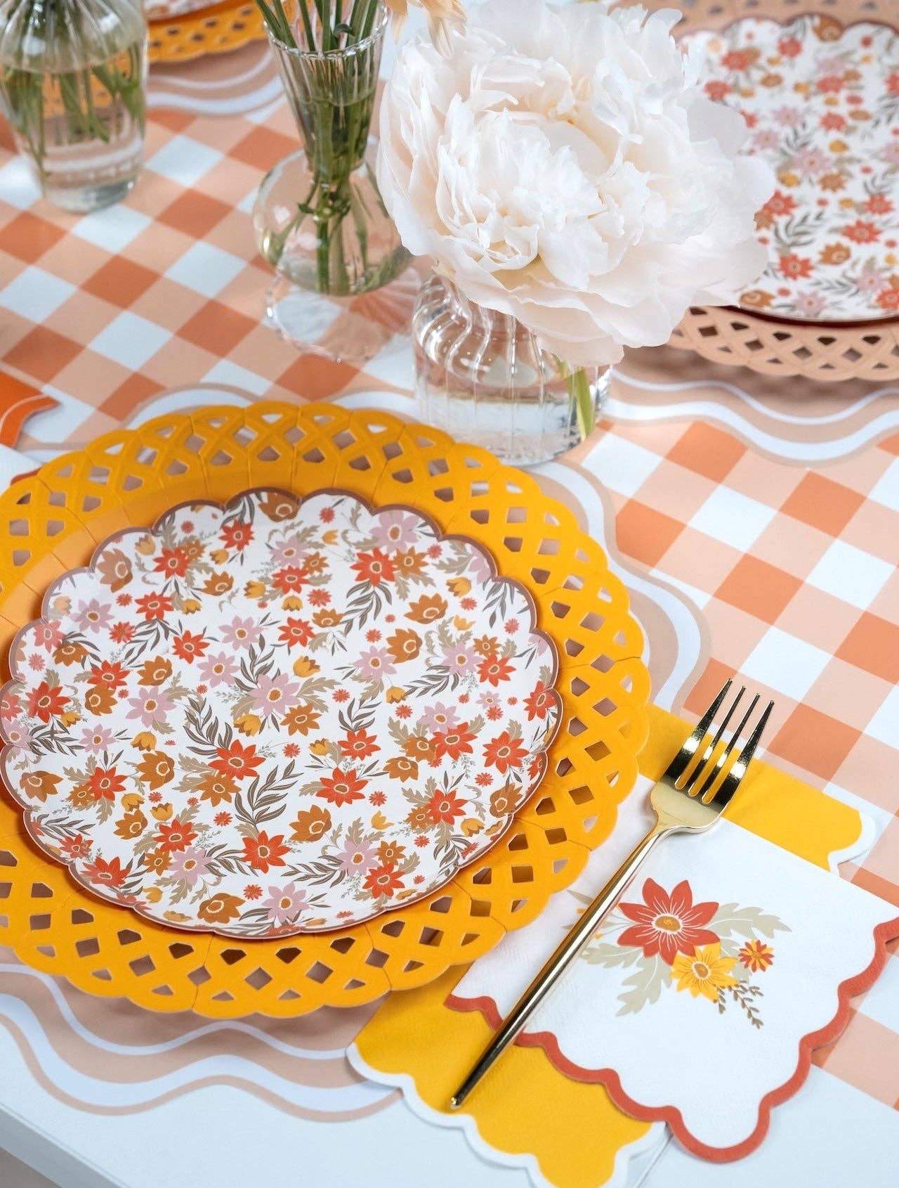8.5" Autumn Floral Scalloped Dessert Paper Plates - 8 Per Pack
