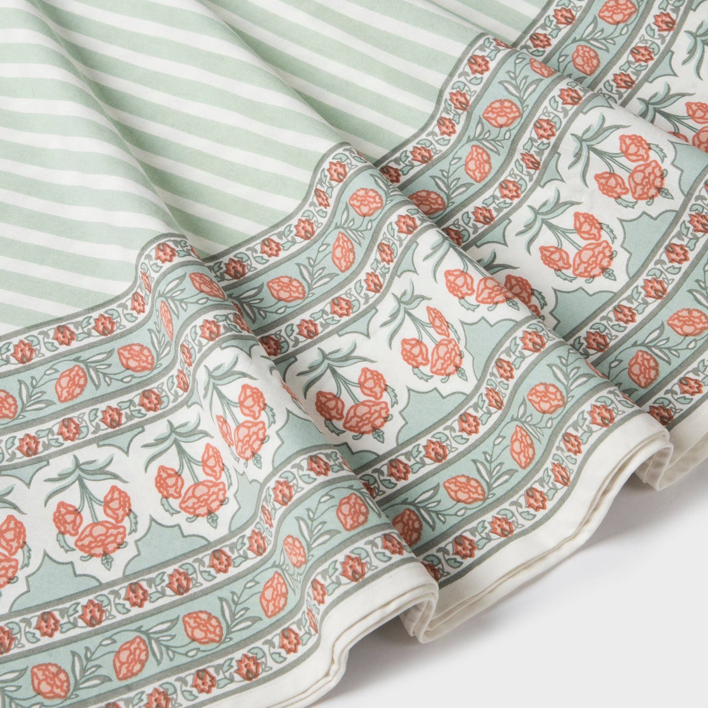 Floral Handprinted Cotton Tablecloth - Rectangular 56" x 88"