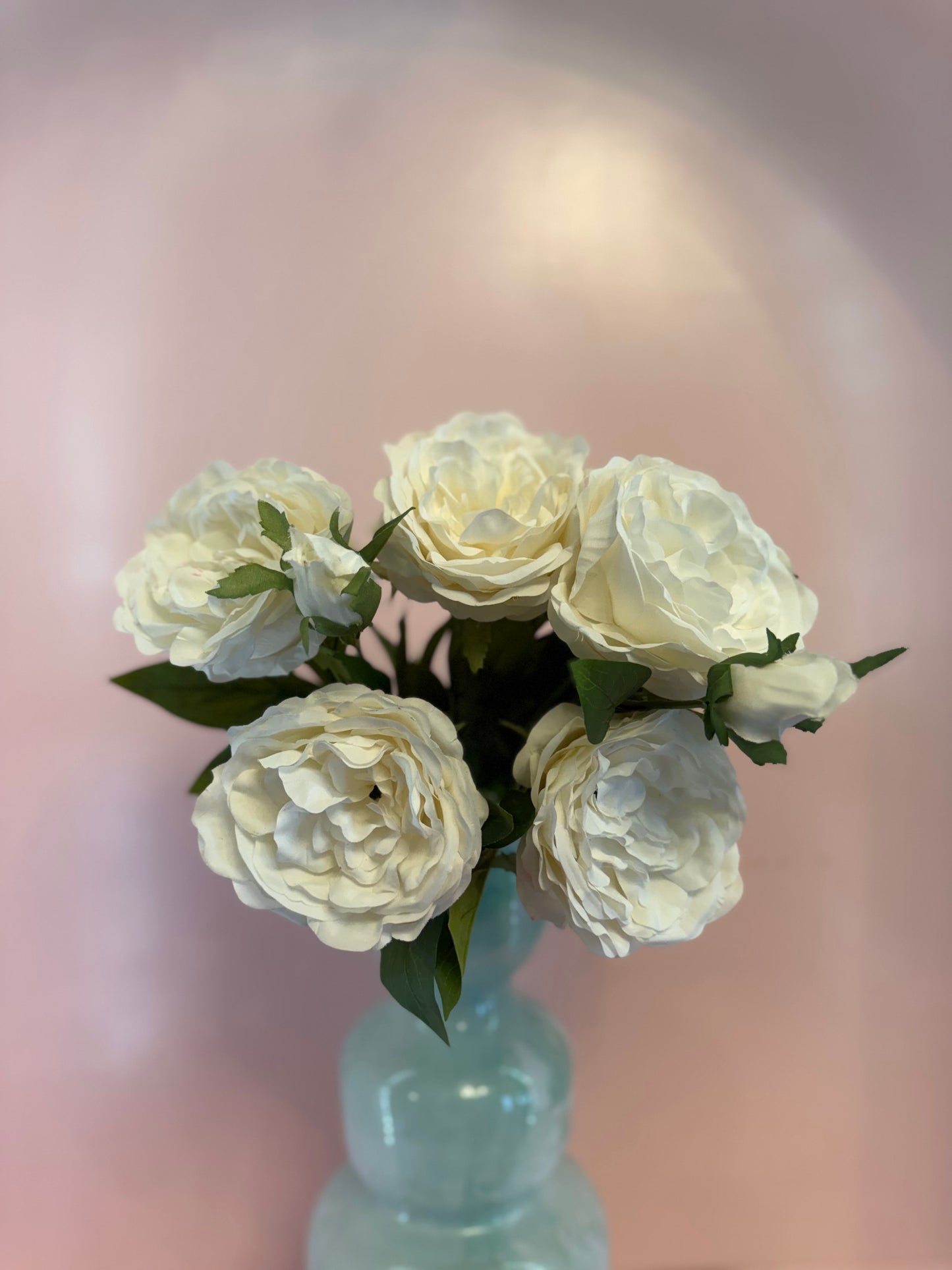 Real Touch White Cabbage Rose