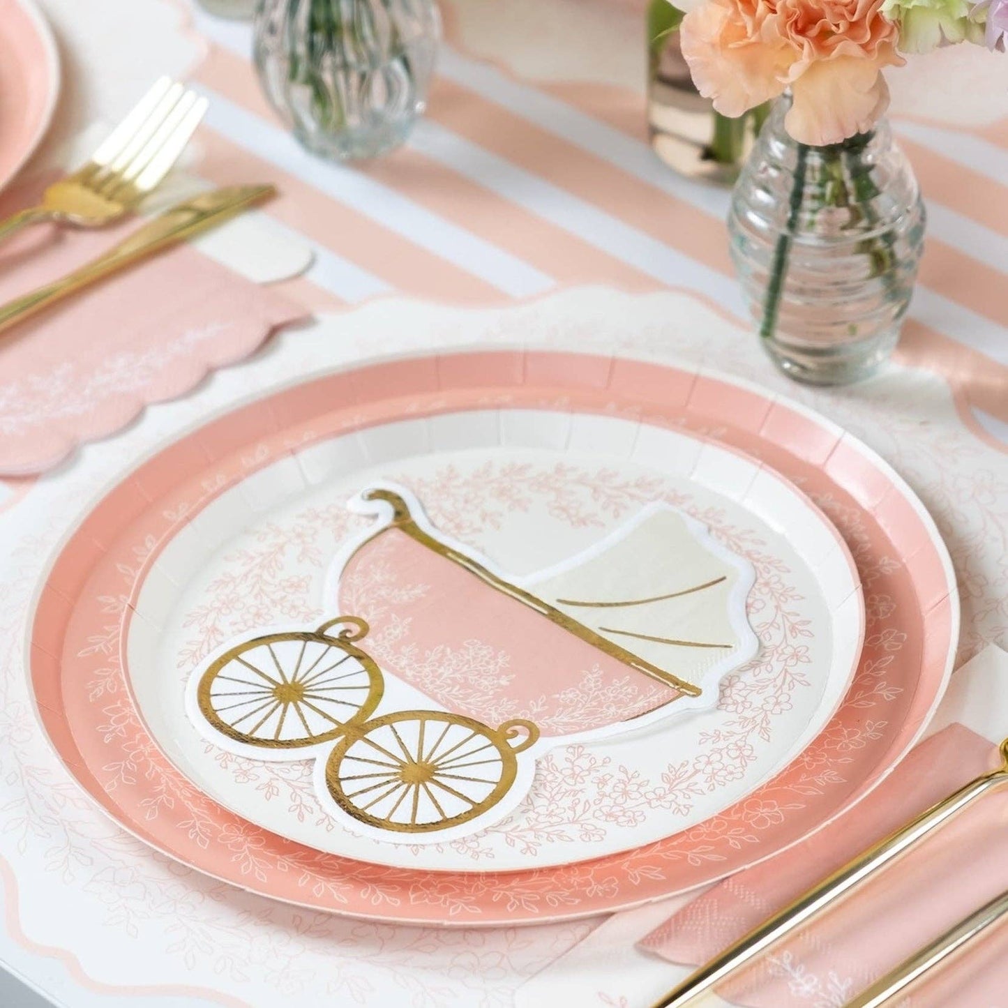 Blush Pink Baby Carriage Beverage Napkins - 16 Per Pack