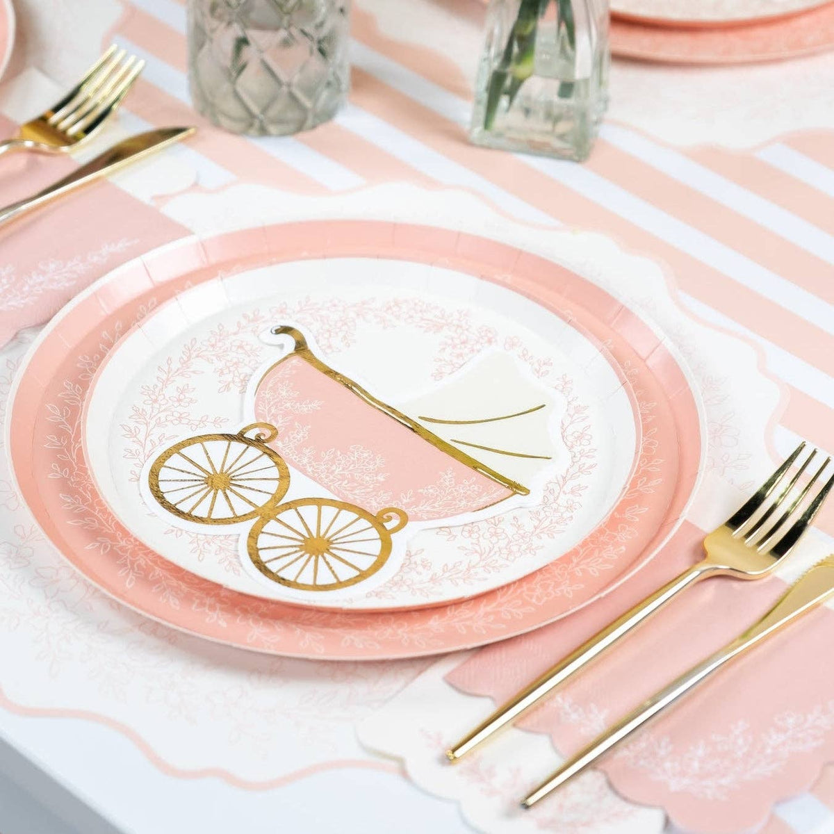 8.5" Pink Floral Elegance Dessert Paper Plates - 8 Per Pack