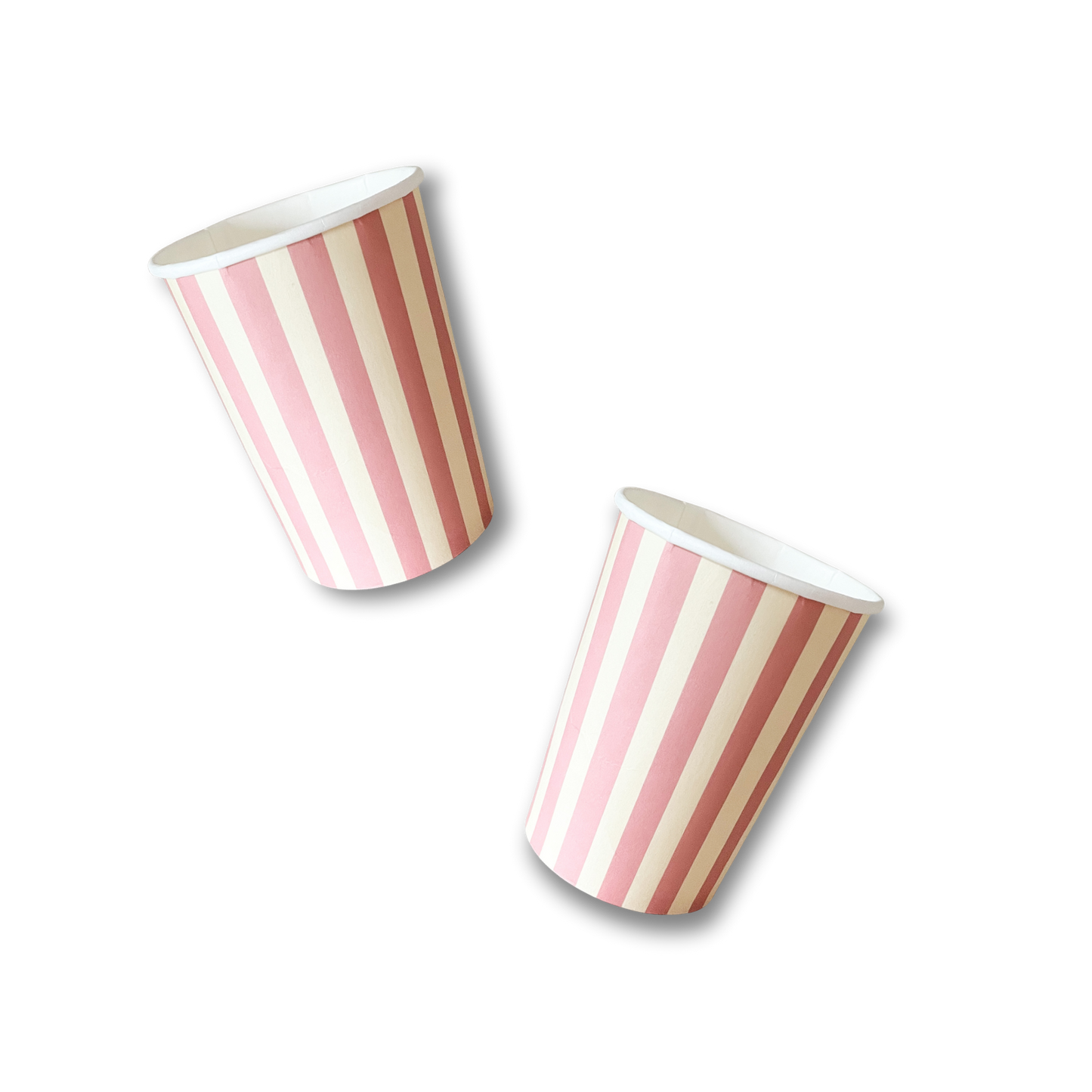 8 oz Pink and White Stripped Paper Cups - 8 Per Pack