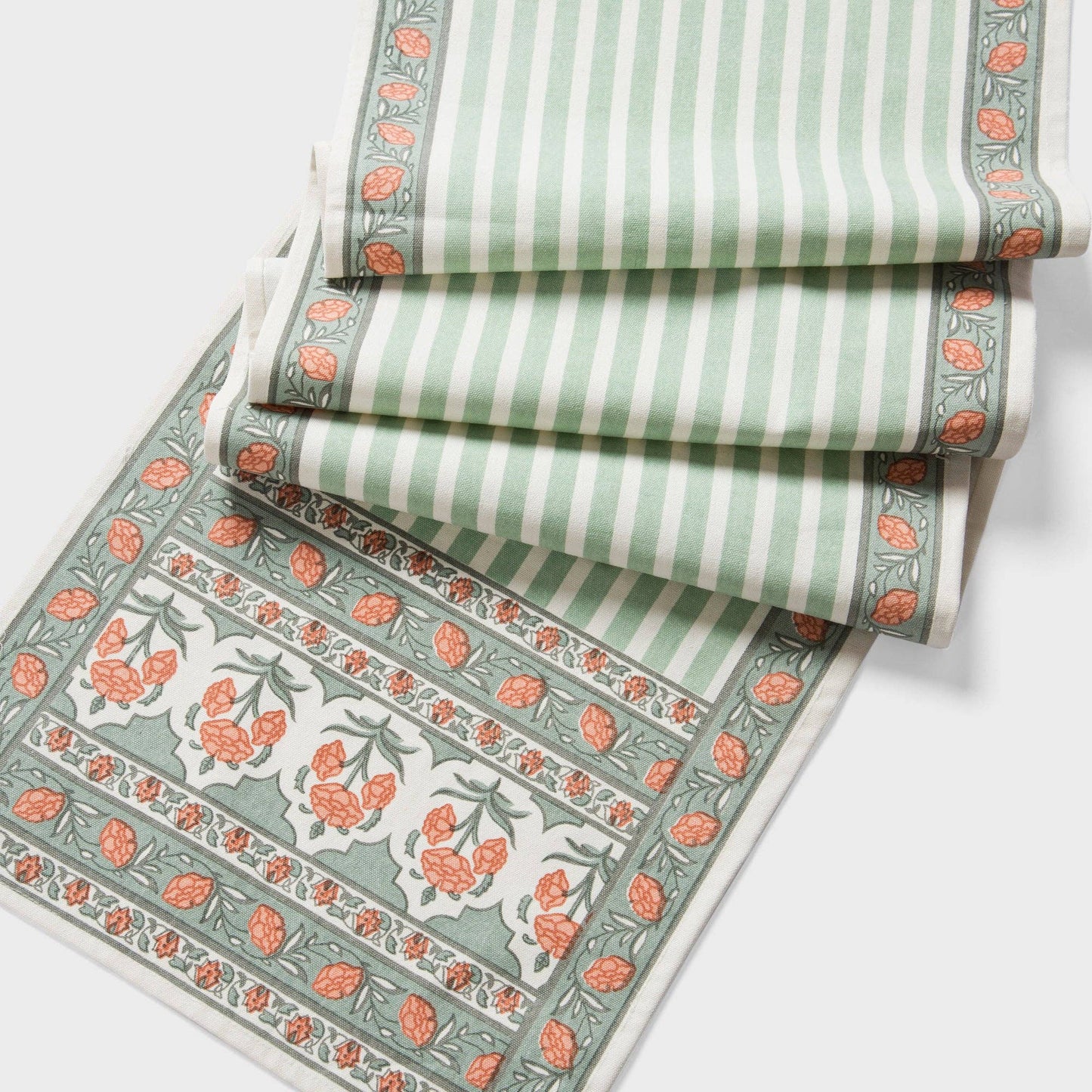 Floral Handprinted Cotton Table Runner - 6 Seater