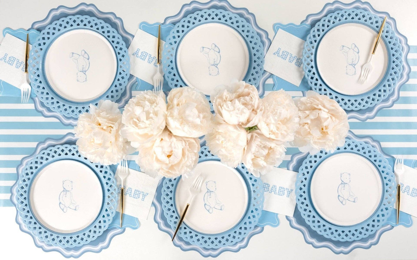 8.5" Blue Precious Baby Bear Dessert Plates - 8 Per Pack