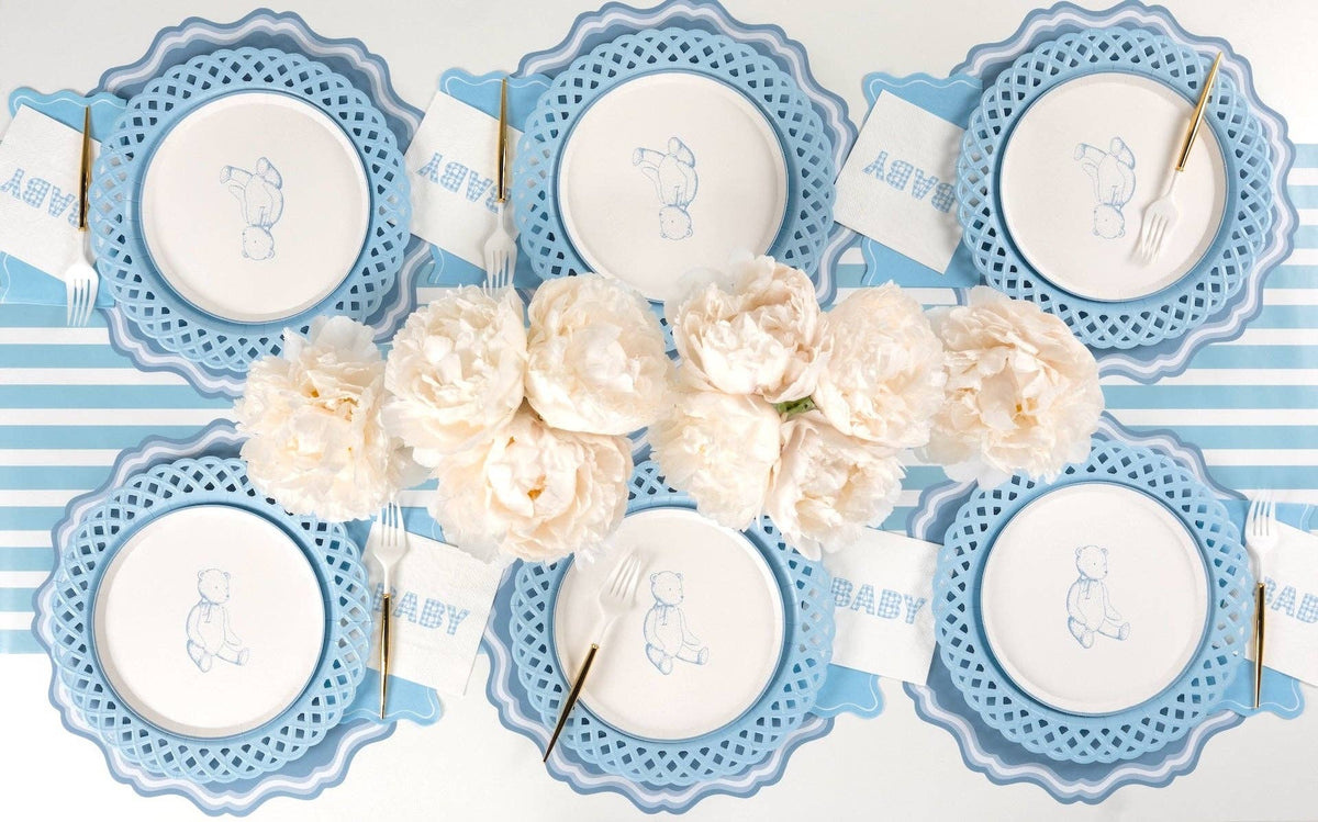 Blue Gingham Precious Baby Cocktail Paper Napkins - 16 Per Pack