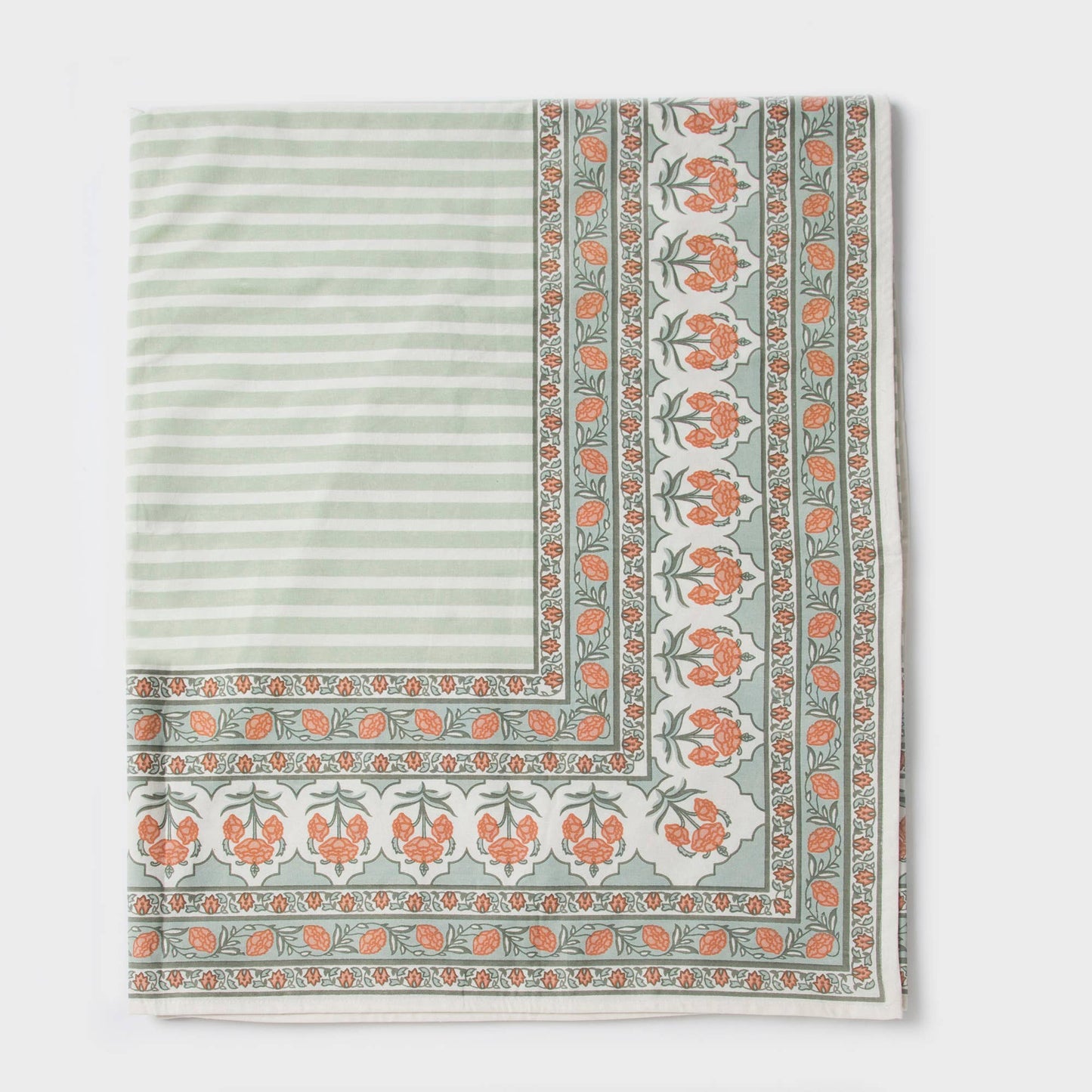 Floral Handprinted Cotton Tablecloth - Rectangular 56" x 88"