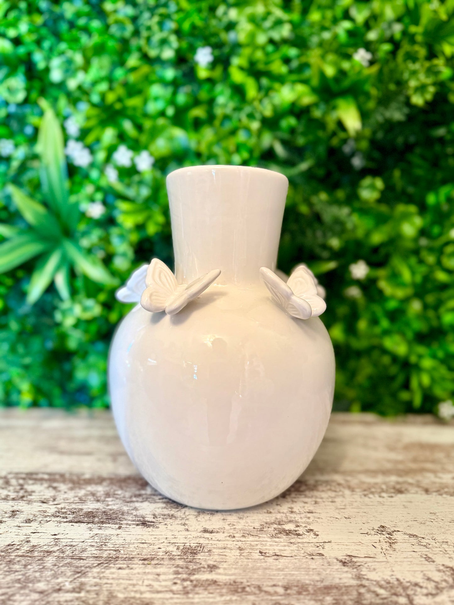 White Ceramic Butterfly Vase