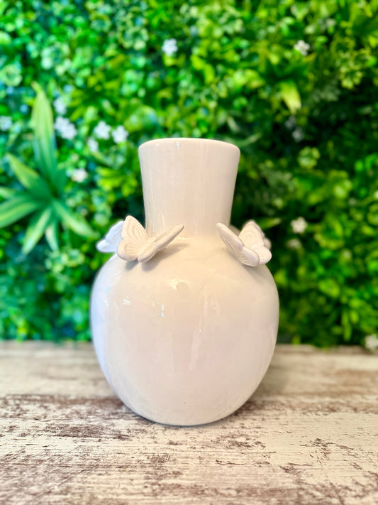 White Ceramic Butterfly Vase