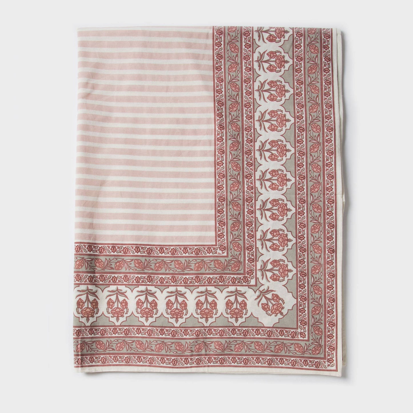 Floral Handprinted Cotton Tablecloth - Rectangular 56" x 88"