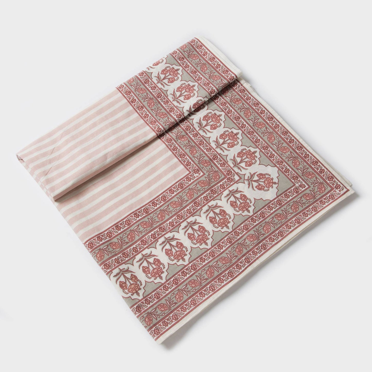 Floral Handprinted Cotton Tablecloth - Rectangular 56" x 88"