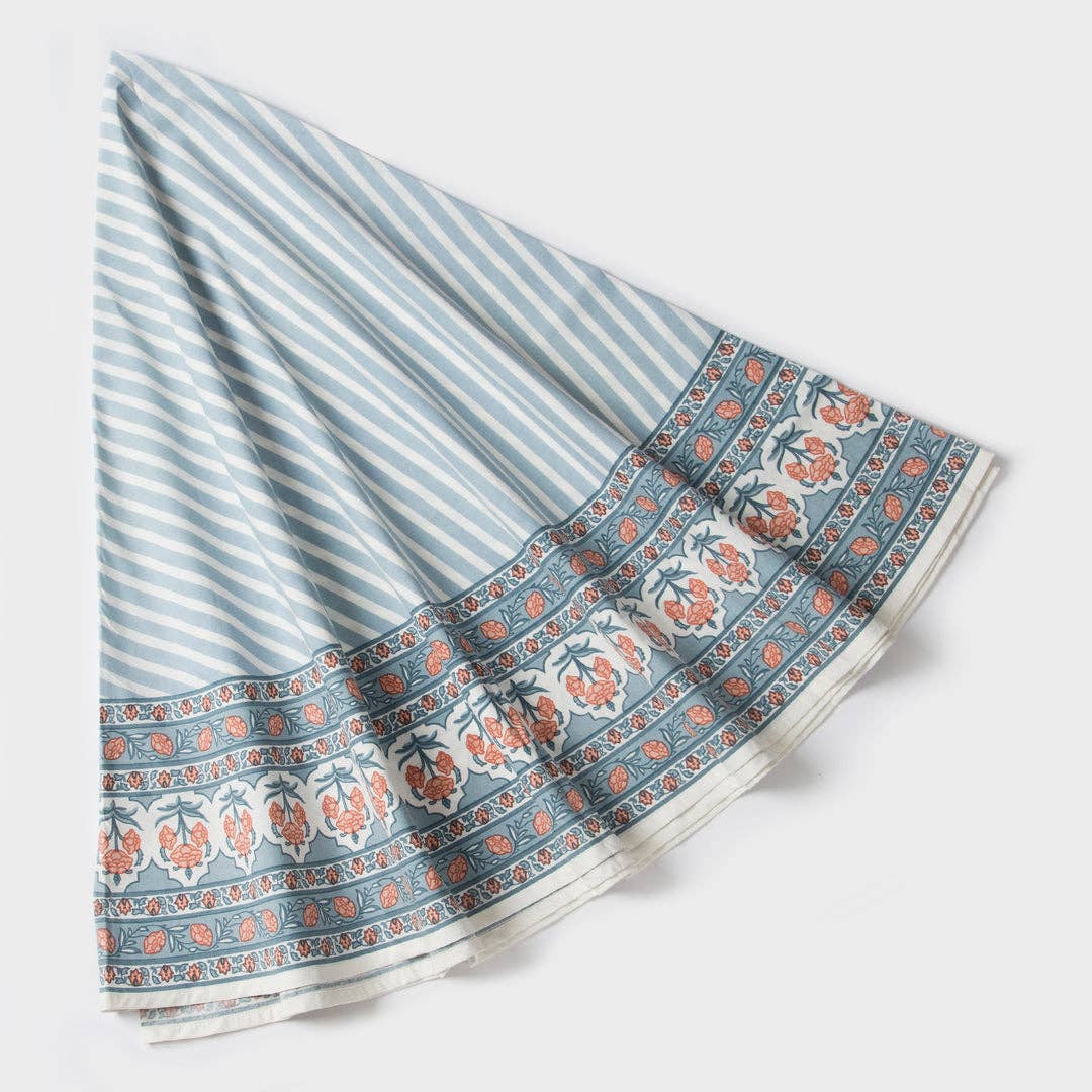 Floral Handprinted Cotton Tablecloth - Rectangular 56" x 88"