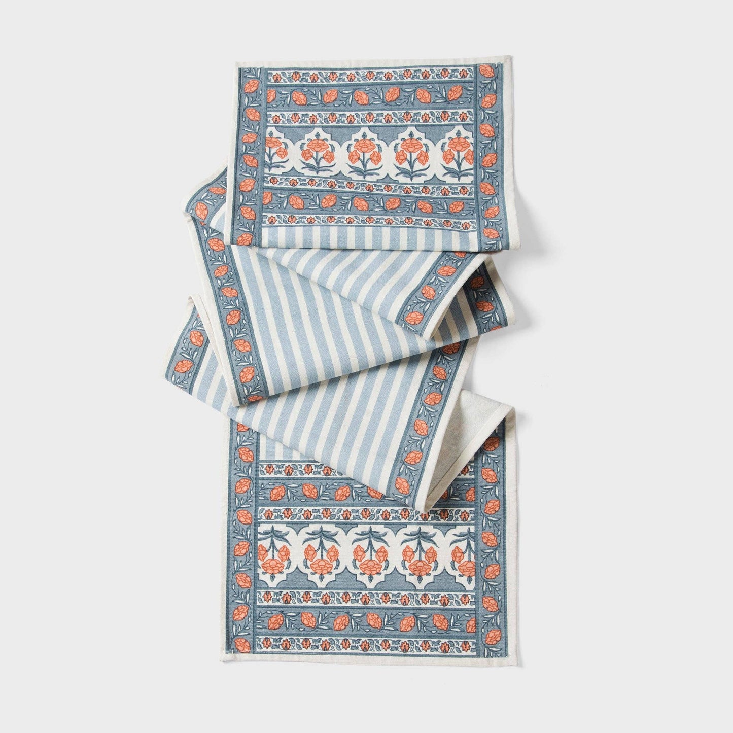 Floral Handprinted Cotton Table Runner - 6 Seater